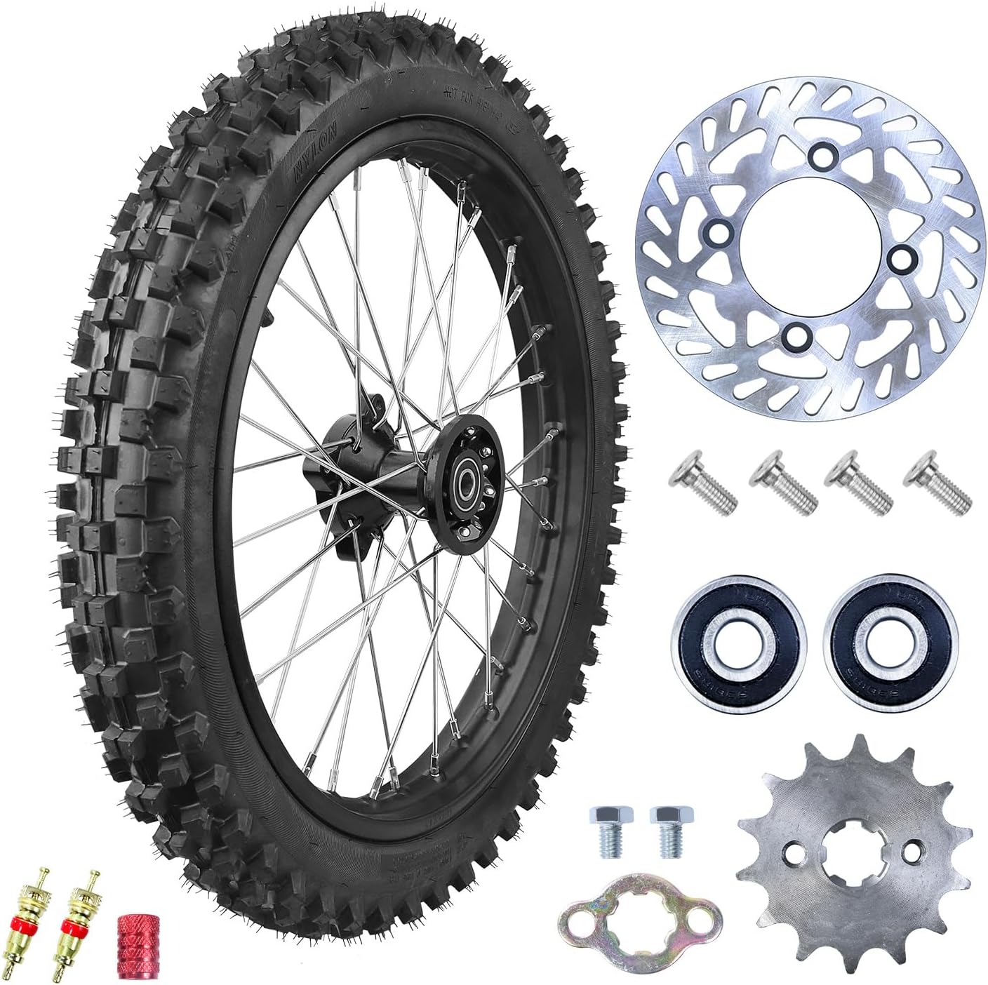 2.75x17 70/100-17 Front Wheel Tire Rim Inner Tube for 110cc 125cc 140cc 150cc SSR Motorsports SR150 TaoTao DB17 DB27 Apollo KLX140R KX85 KX80 Baja Motorsports DR90 irt Pit Bike Motorcycle