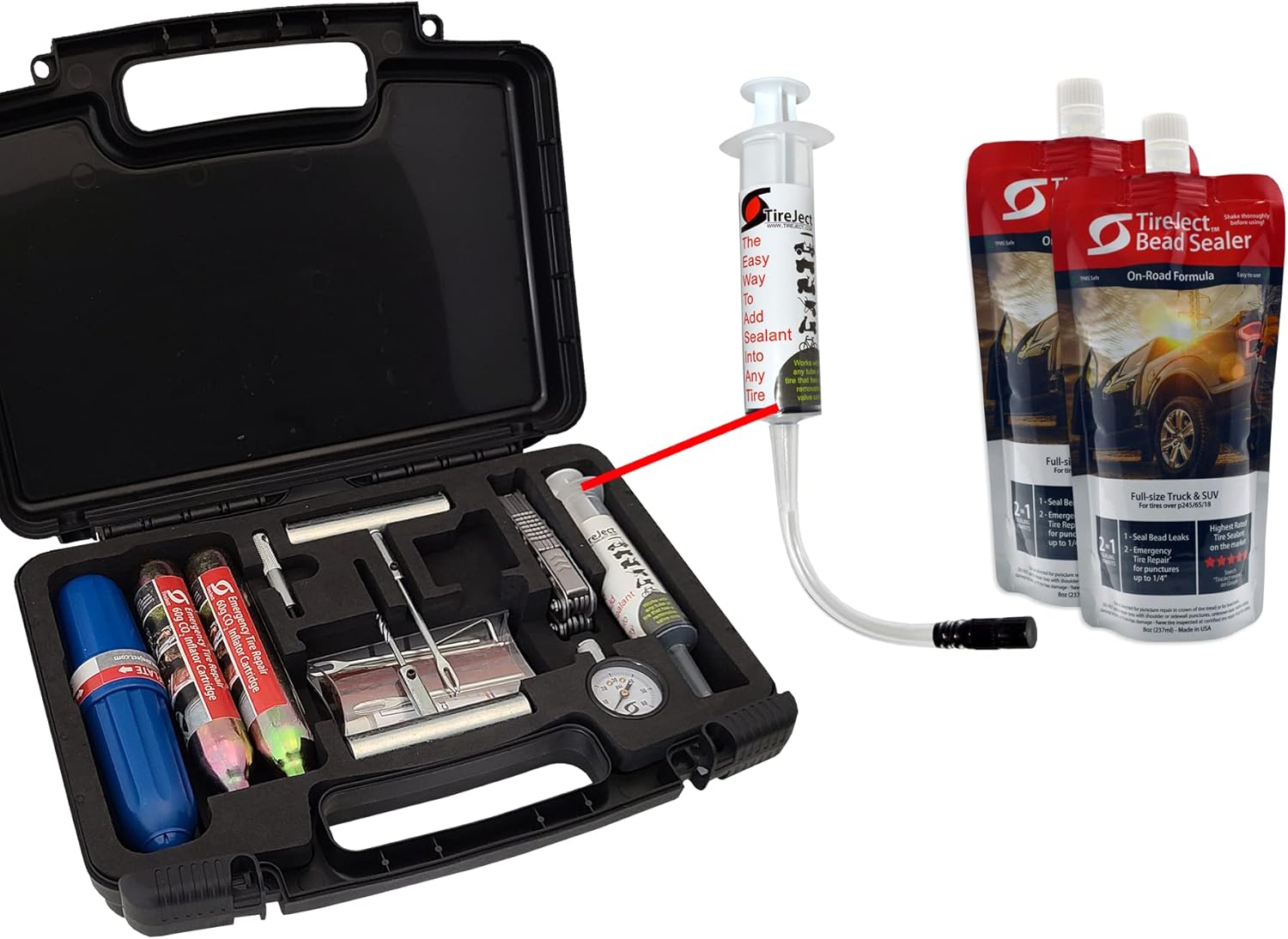 TireJect All-in-One Off-Road Tire Repair Tool Kit - Updated Emergency Tire Repair Pro Kit