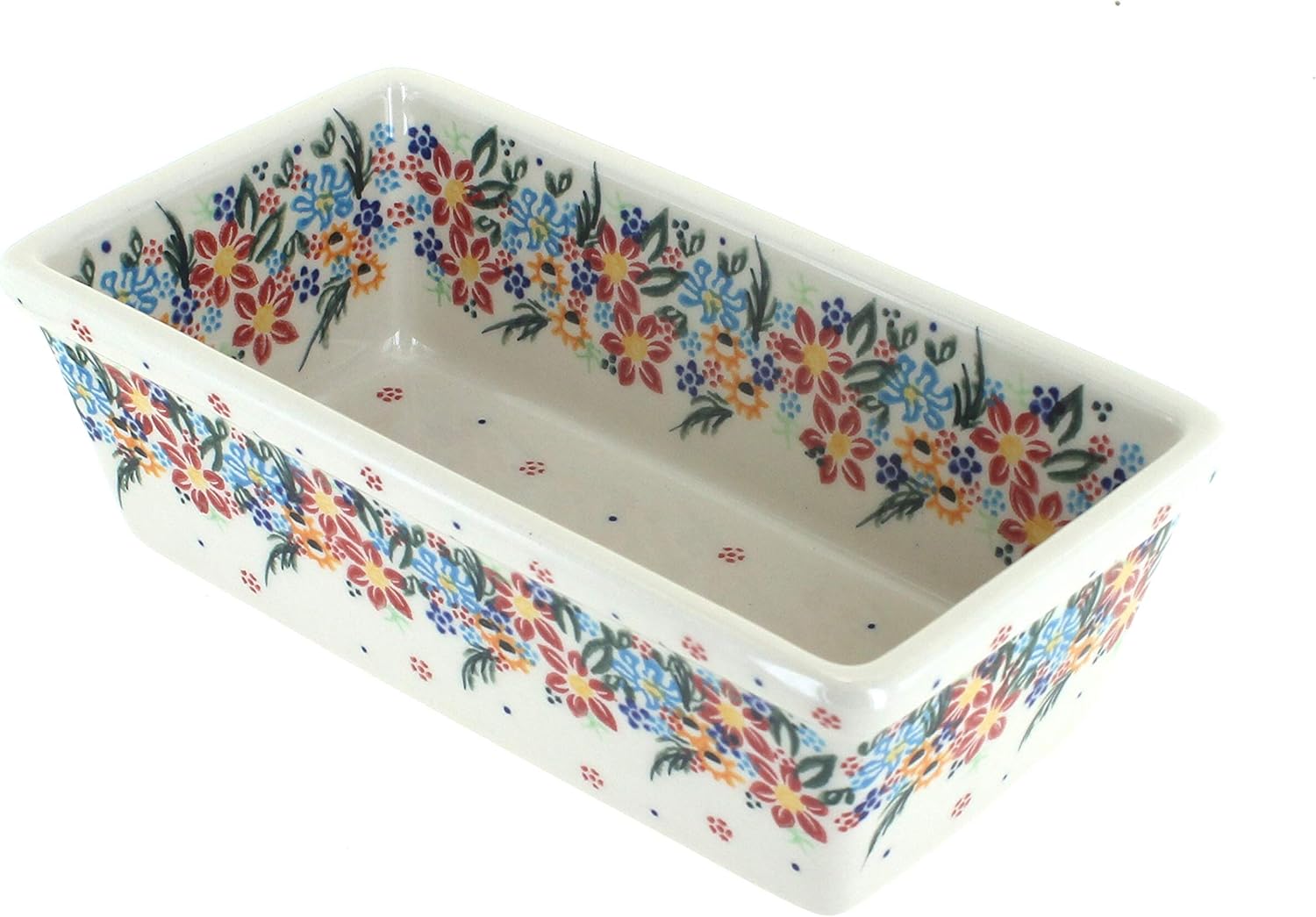 Blue Rose Polish Pottery - Red Tara Small Loaf Baker - 8