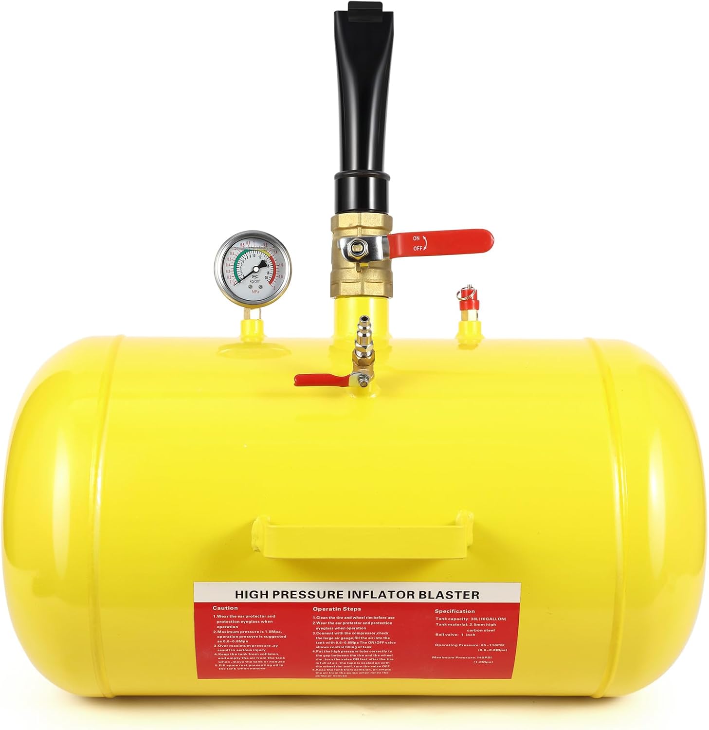 5 gal Air Tire Bead Seater, Tire Bead Blaster w/Pressure Gauge & Handle, 145PSI Tire Burst Inflation Sealer Seater, Blaster Tool Seating Tire Inflator Car Truck ATV Tank
