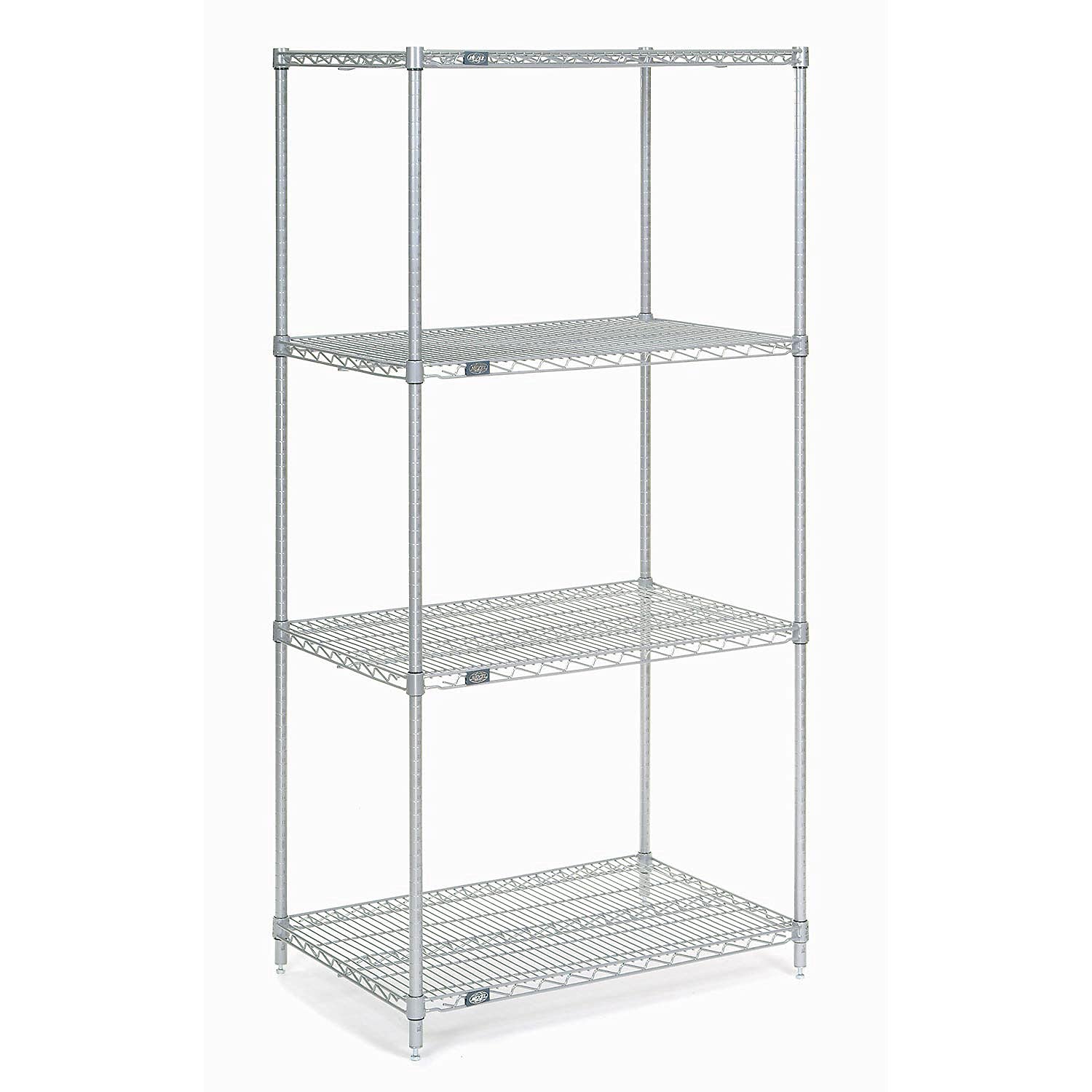 Nexel 4-Shelf Wire Shelving Unit, Clear Epoxy Finish, 18
