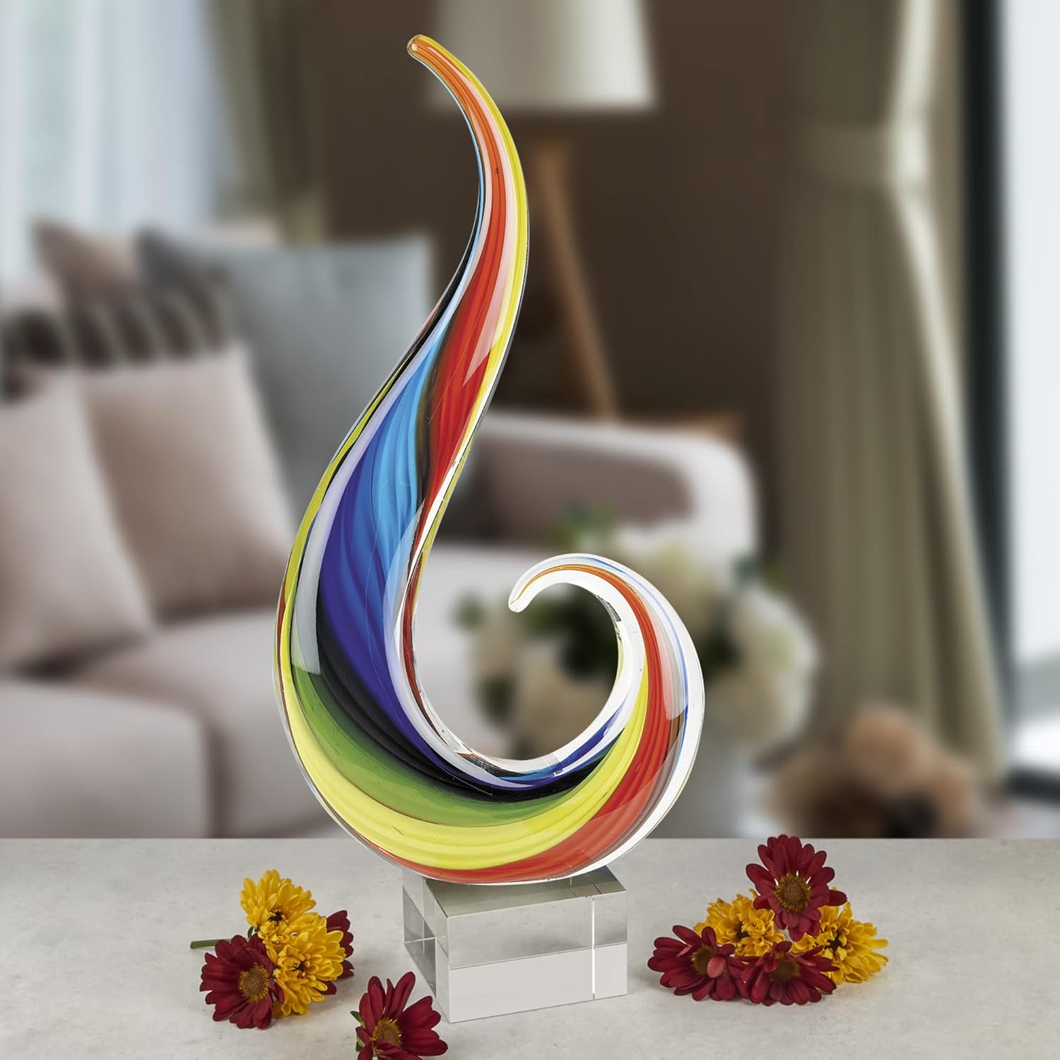 Badash Rainbow Note Murano-Style Art Glass Centerpiece - 12