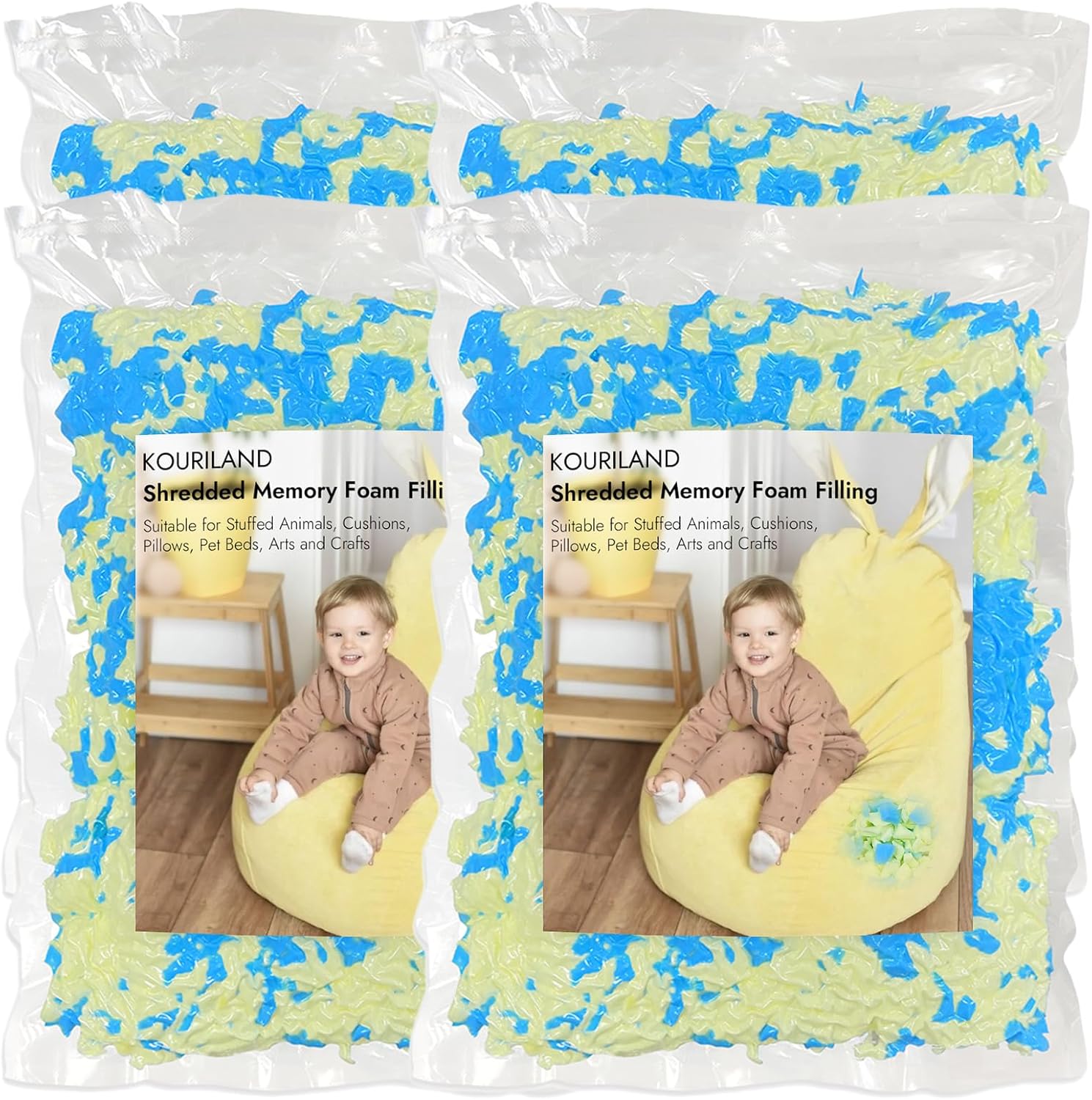 20LBS Bean Bag Filler – Shredded Memory Foam Refill with Cooling Gel, Soft & High Resilience Foam Filling for Bean Bag Chair, Couch Cushion, Pillow, Dog Bed & DIY Crafts