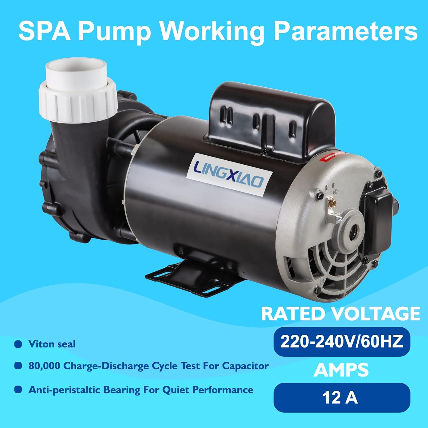 SPA Pump, 4HP Hot Tub Pump - 2 Speed LX SPA Pumps Motor 220-240V, 2