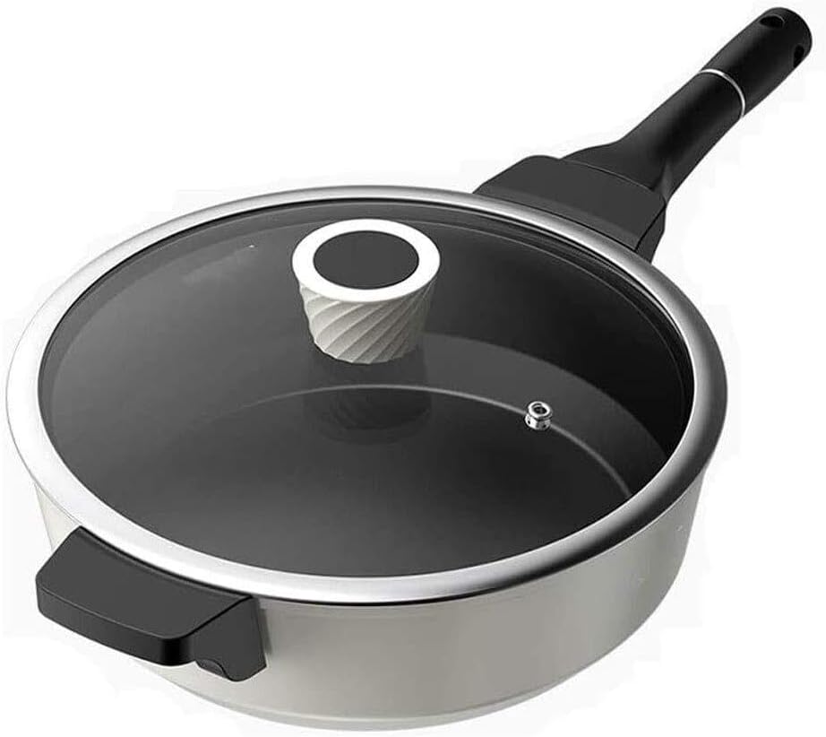 Maifan Stone Non-Stick Pan, 30CM Wok Steak Frying pan with Glass lid, Suitable for All stoves, Including Induction (Size : 26cm)