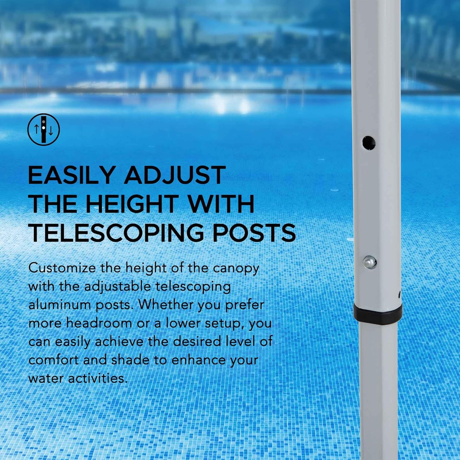 Sunjoy Floating Pool Canopy with Add-on 24x24 in. Wicker Floating Tray, Grey