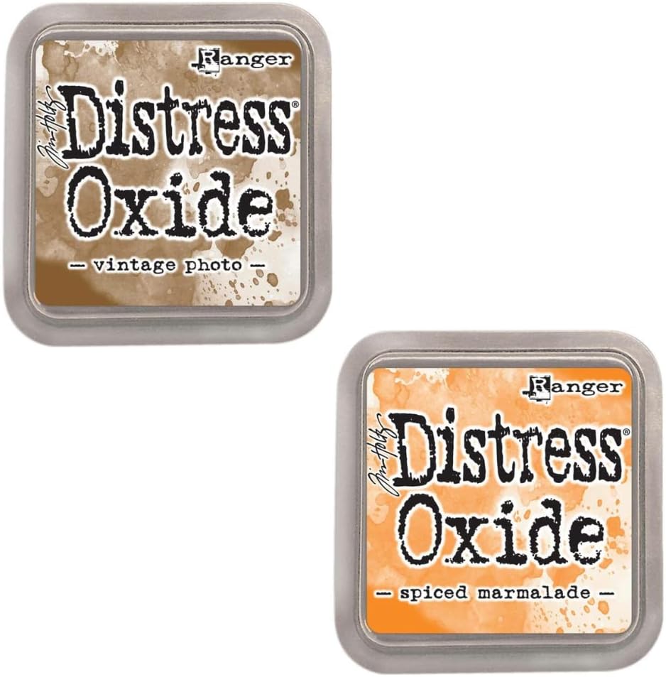 Set of 12 Pigment and Dye Fusion Inks with Felt Pad | Matte Finish | Distress Oxide by Ranger - Designed by Tim Holtz | Kit Number 1 | Approx. Size 3“ x 3” (7.6 x 7.6 cm)