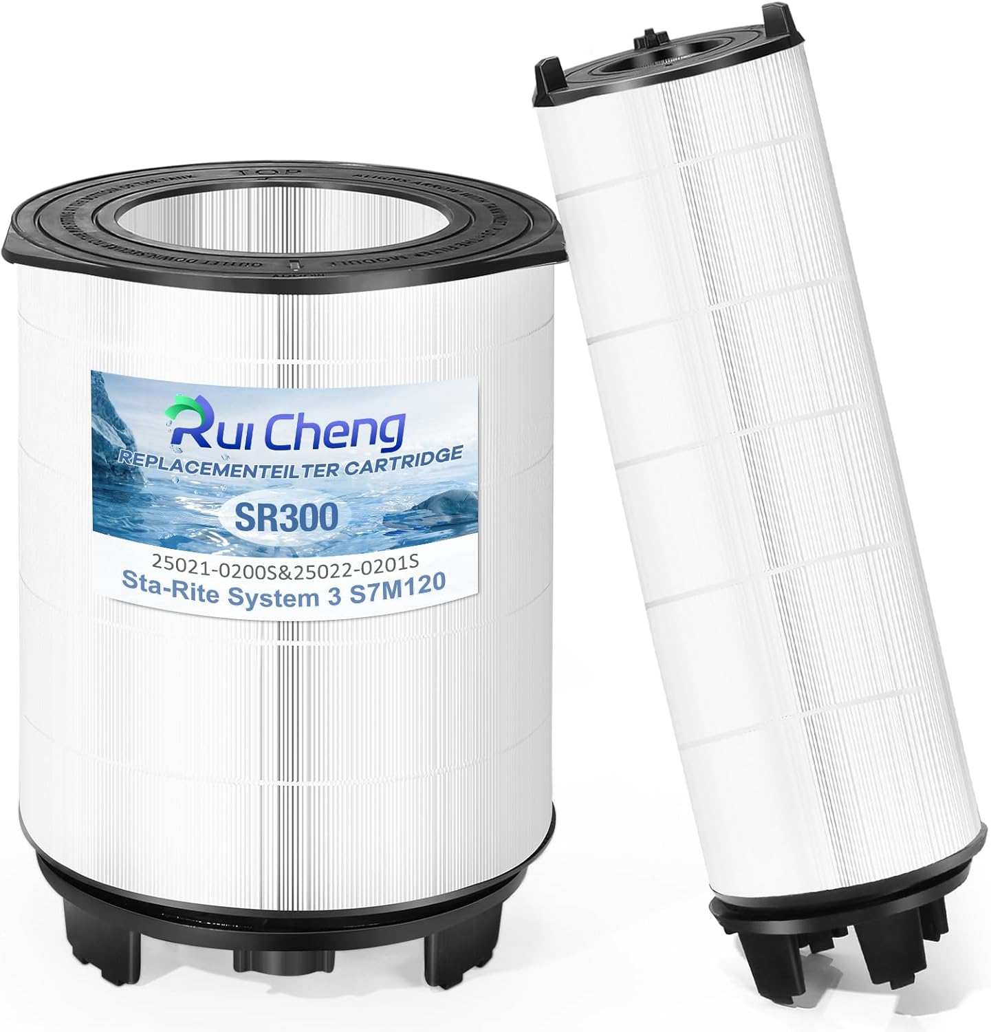 System 3 S7M120 Pool Filter Cartridge Replacement Kit - Compatible with Sta-Rite 25021-0200S & 25022-0201S,170147 SR300 Pool Filters-Total Filtration Area 300 sq ft