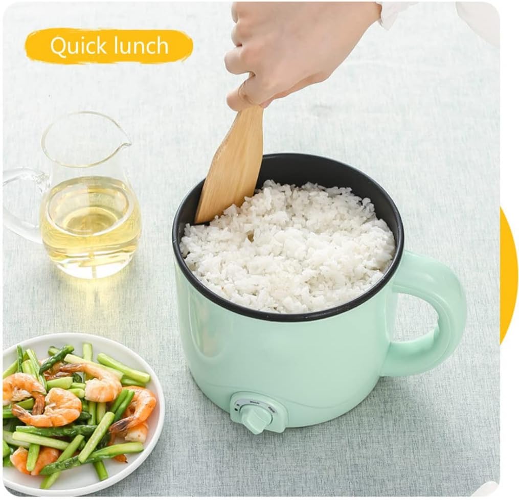 220V Mini Multifunction Electric Cooking Machine Household Hot Pot Multi Electric Rice Cooker Non-stick Pan(Green three)