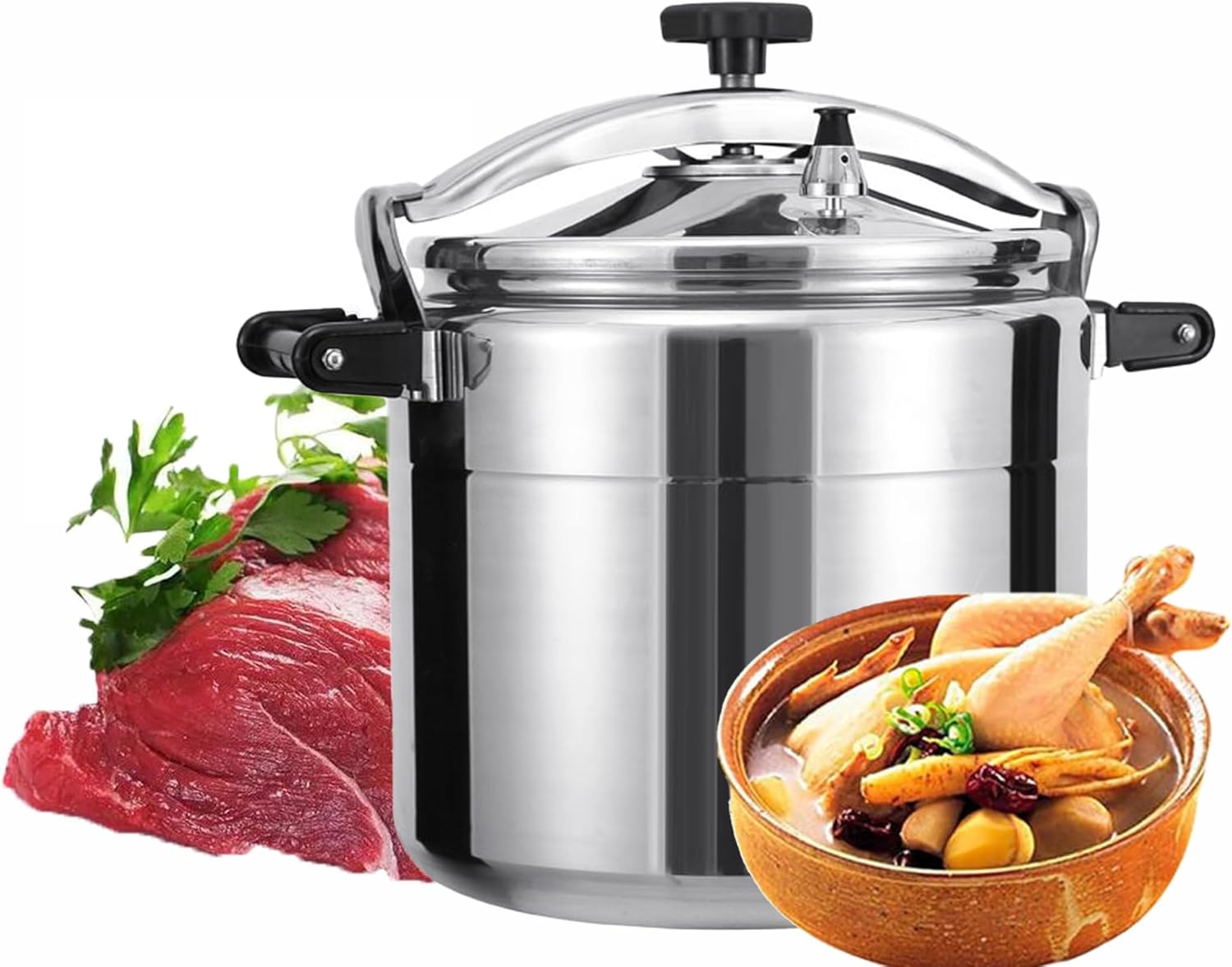 9 to 70 Quart Commercial Very Large Pressure Canners, Explosion-Proof Pressure Cooker, Canteen and Hotel Aluminum Pressure Cooker/Gas Stove,Open Flame,9L,42.3 Quarts