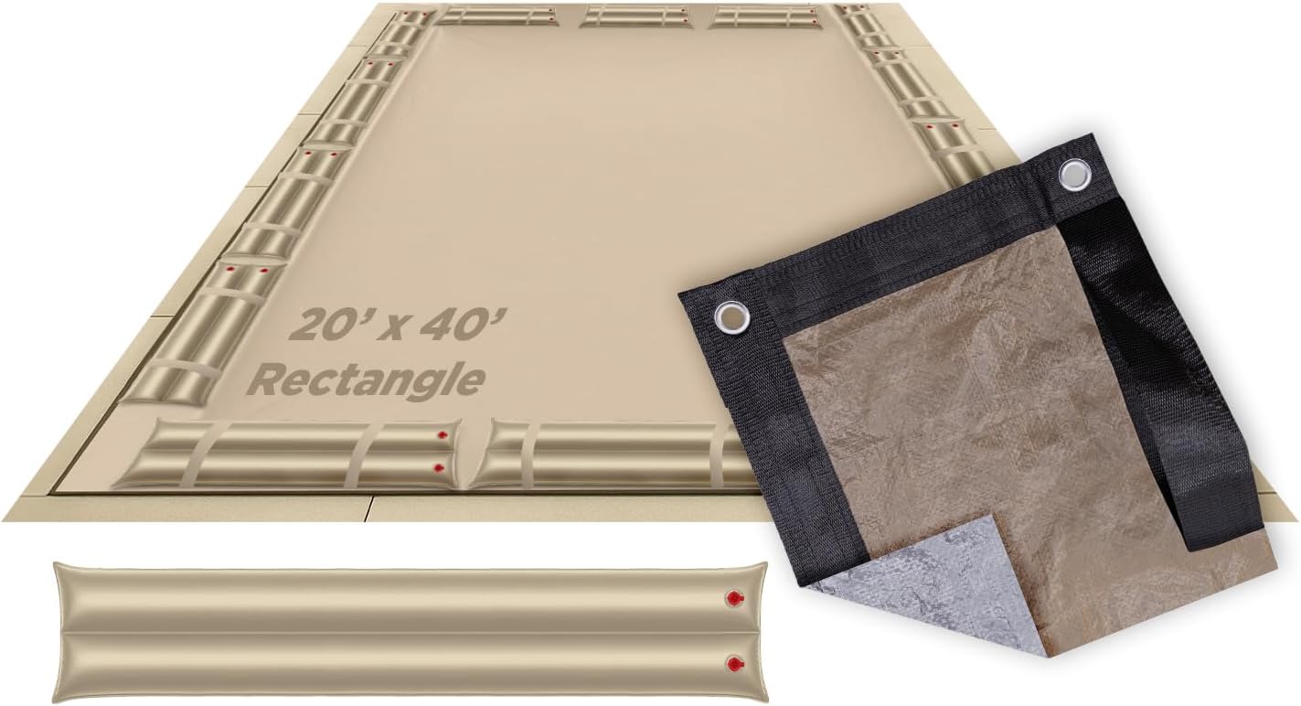 Buffalo Blizzard Deluxe Winter Cover with Water Bags Kit for 30 ft x 60 ft Rectangle In-Ground Swimming Pools | Blue/Black | All Covers Include 5 ft of Overlap to Measure 35 ft x 65 ft