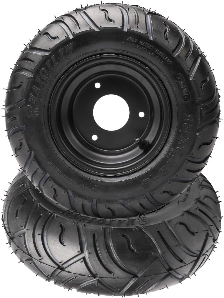 2pcs 13x5.00-6 Tire and Wheel Rim Assembly 13x5-6 Lawn Mower Tire 3 Lug Rim 6