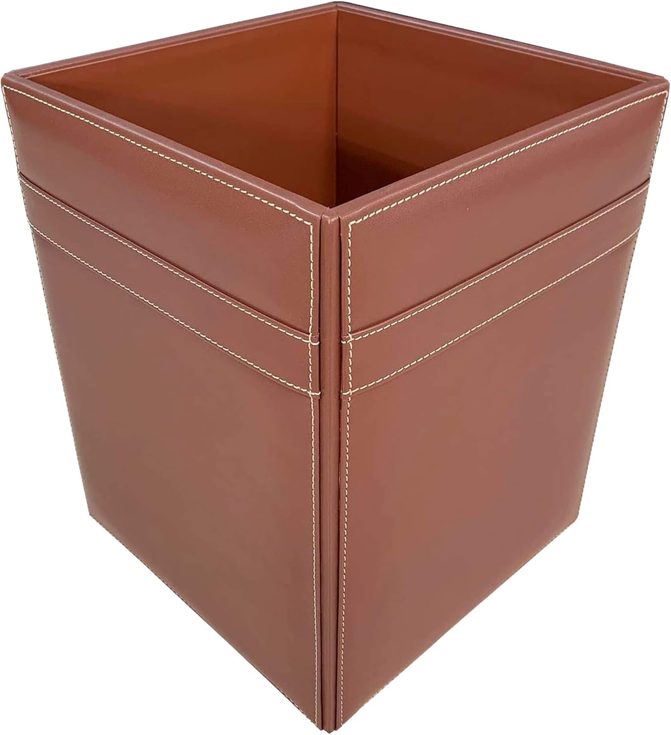 Dacasso Rustic Brown Leather Square Waste Basket