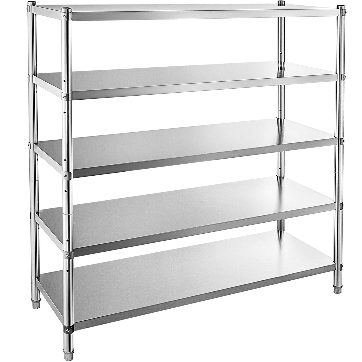 VBENLEM Stainless Steel Shelves 48x18.5 Inch 5 Tier Adjustable Shelf Storage Unit Stainless Steel Rack Shelving Heavy Duty Shelving for Kitchen Commercial Office Garage Storage 330lb Per Shelf
