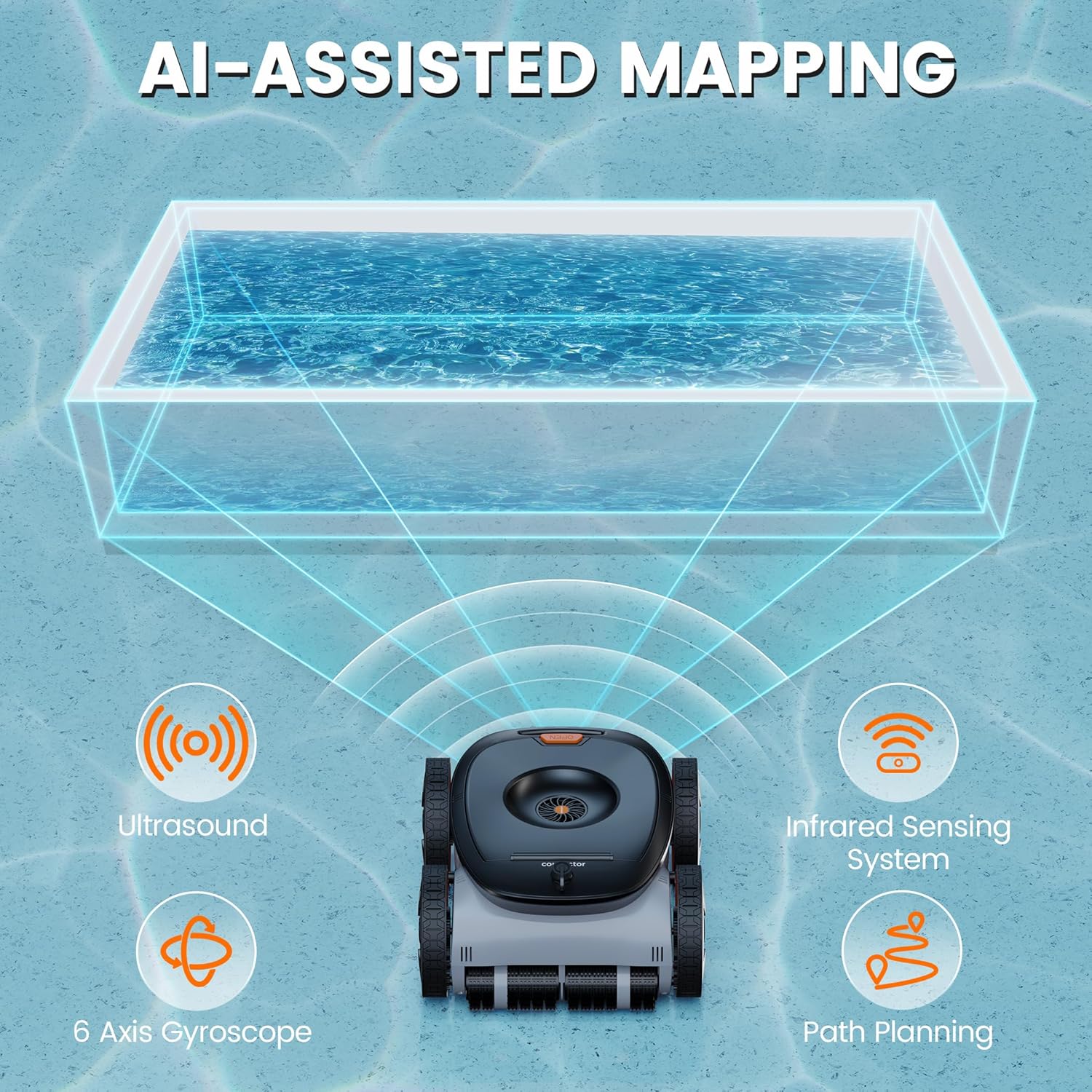 [New for 2025] AMUBOAT Espier Robotic Pool Cleaner,Cordless Automatic Pool Vacuum up to 50 FT, Cleans Floor, Walls, and Waterline, 180 Mins Runtime, Ideal for Above & Inground Pools up to 5,000 Sq.ft