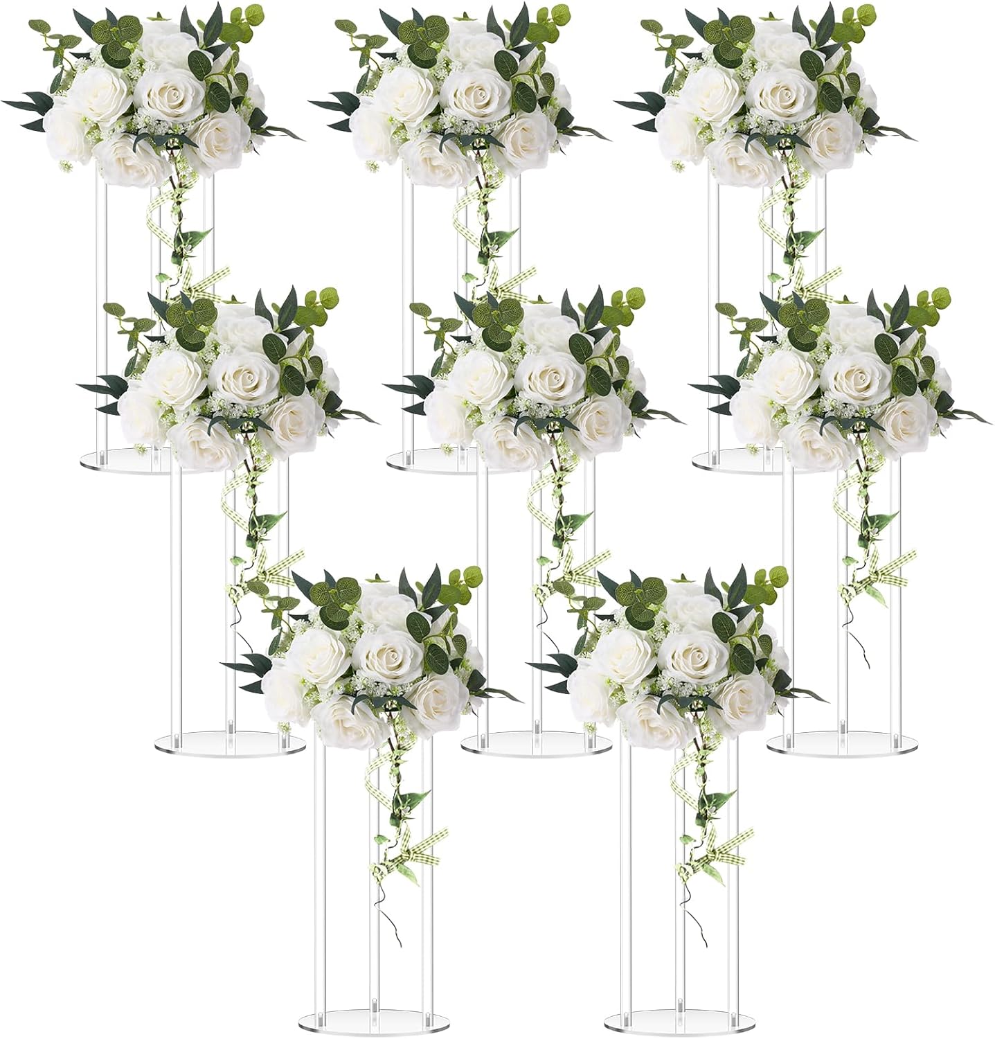 8 Pcs 16 Inch Tall Acrylic Vase Wedding Centerpieces Clear Flower Stand Acrylic Centerpiece Stand Floral Vase Elegant Display Holder for Wedding Birthday Party Table Decorations