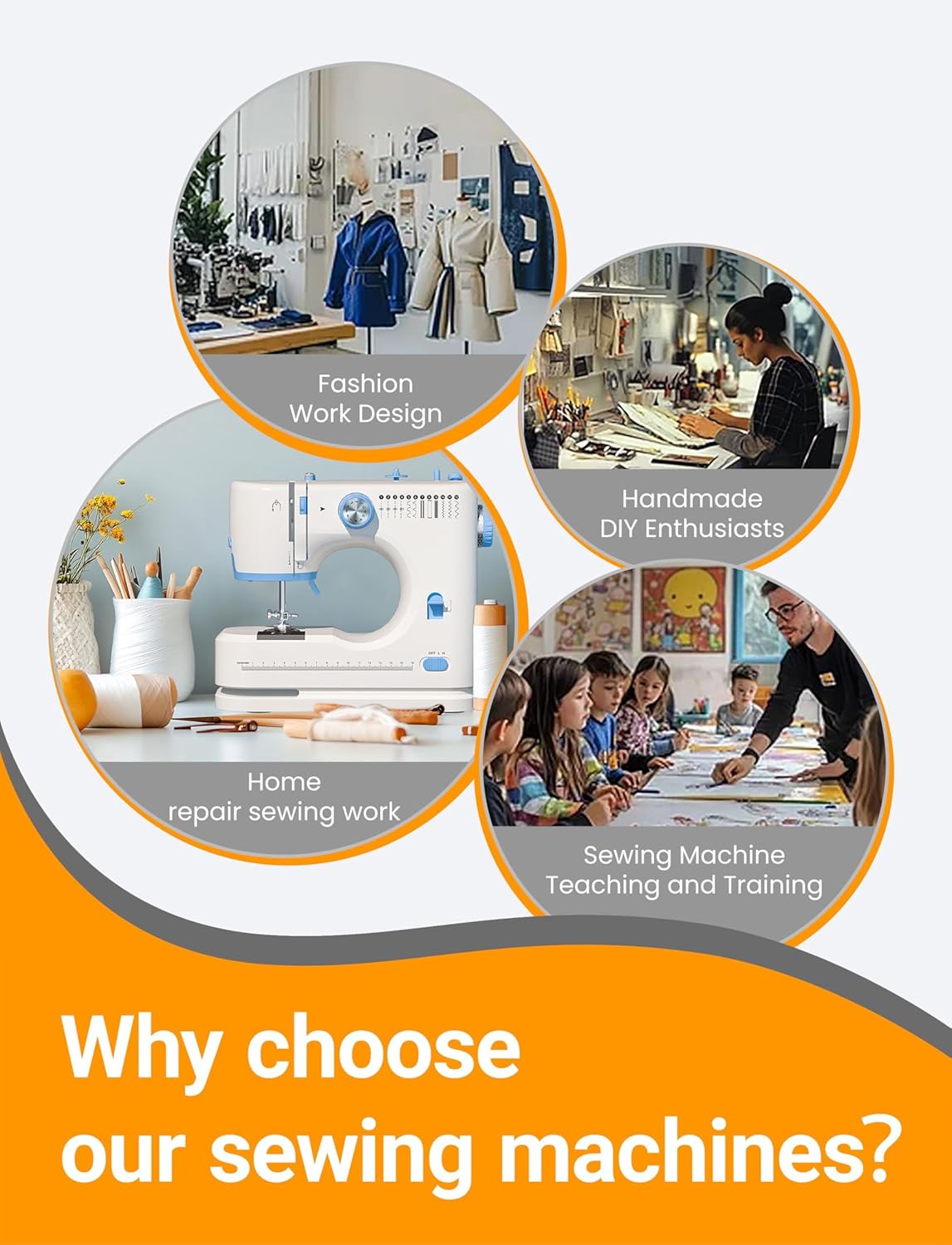 Portable Sewing Machine, Lncludes Beginner Basic Sewing Machine Kit, 12 Stitch Patterns Built-In, Versatile 2-Speed Foot Pedal, Great for Beginners, Adults, Home Use - Blue and White