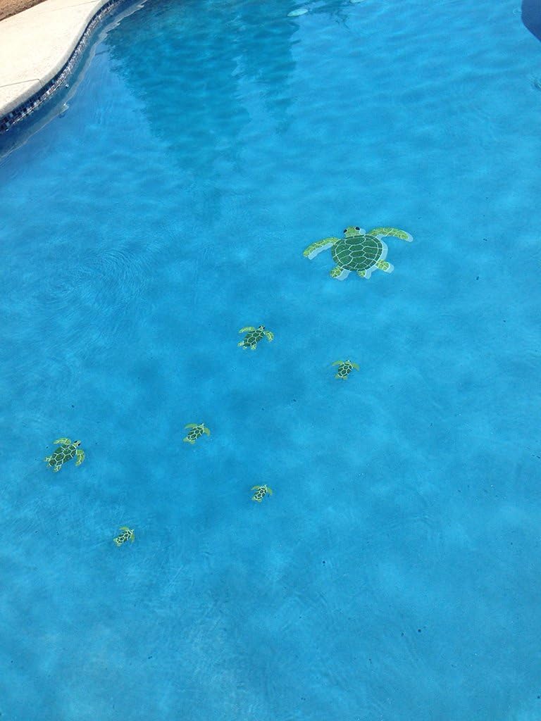 Turtle Group Ceramic Swimming Pool Mosaic (Blue)