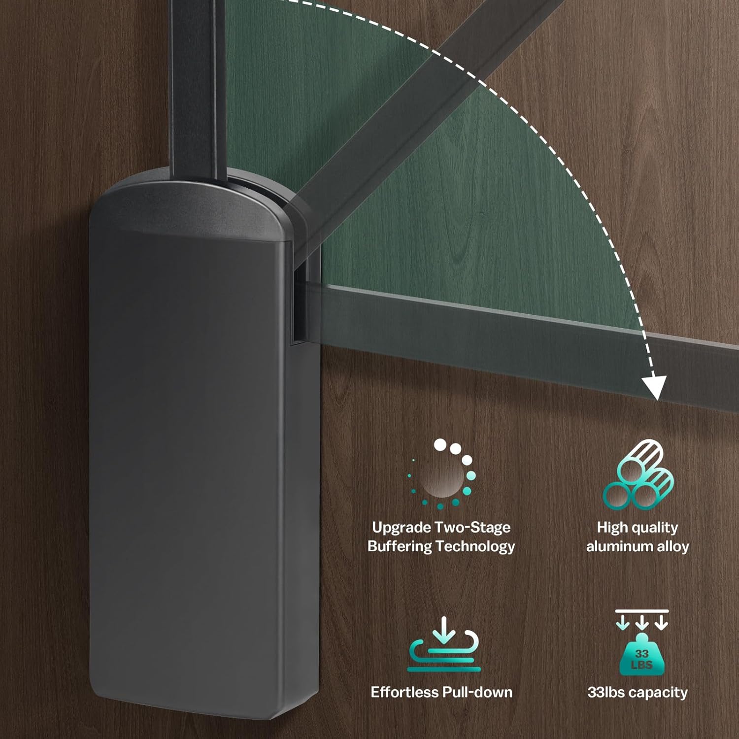 Put Down Closet Rod 2 Pack, Adjustable 26-35 Inch Wardrobe Lift Rail Organizer Two-way Buffering Heavy Duty Wardrobe Hanger for Cabinet, Organizer Storage System Side Mounted, 33 lbs Load Capacity