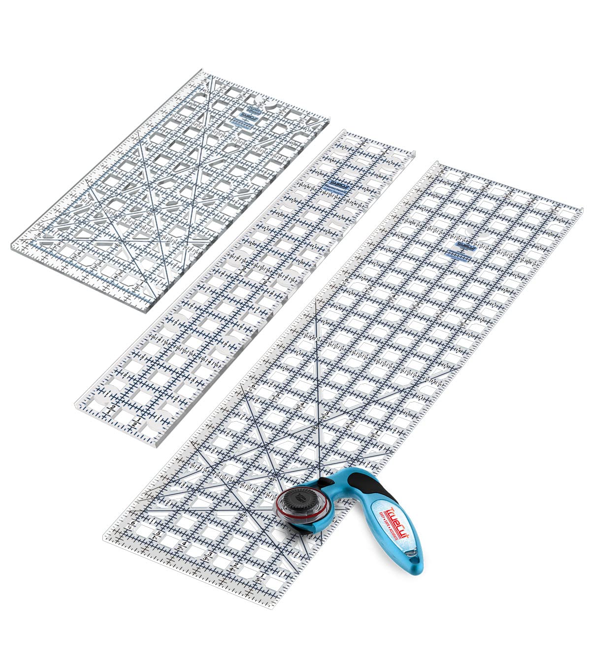 3 Rectangle Quilting Rulers and My Comfort Rotary Cutter Kit | Includes 6x24 Quilting Ruler, 6x12 Ruler, 3x18 Ruler & Ergonomic 45mm Rotary Cutter