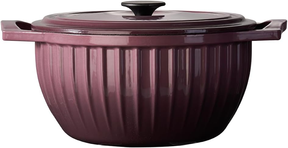 5.3 Quart Enameled Cast Iron Dutch Oven with Lid, red dutch oven, enameled pot with lid, Sturdy Dutch Oven Cookware (Ruby Red)