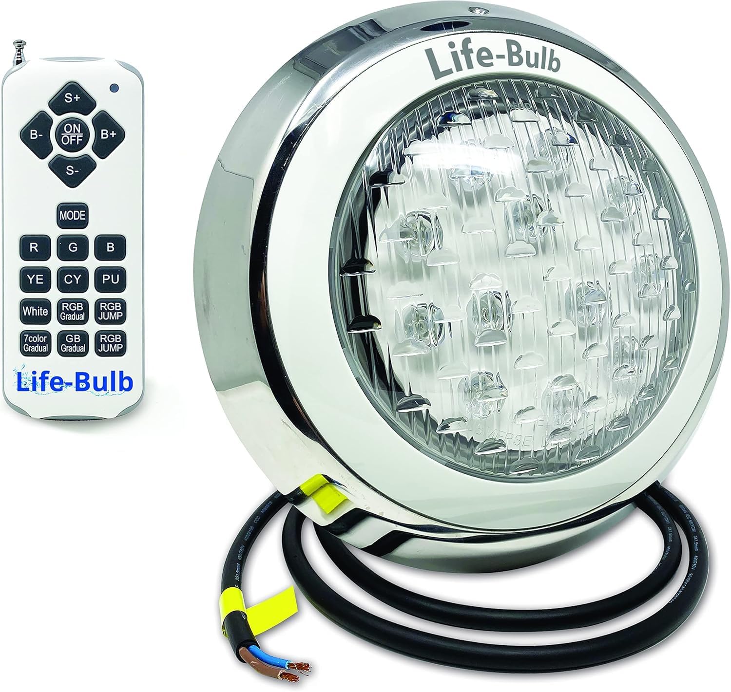 LED Color Changing Pool Light with Remote, Wall Mount, 75ft Cable, 12V 60W - Nicheless Pool Light - Lifetime Replacement Warranty