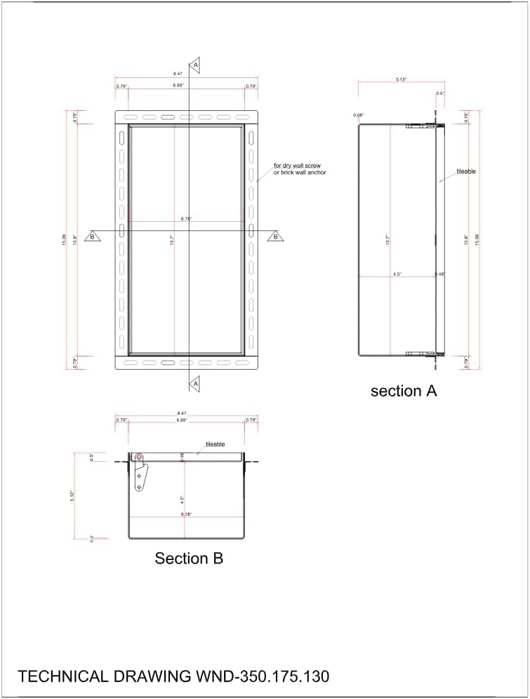 ZAVAK Recessed Wall Niche with Tileable Door in Bathroom, Single Door, Made from 304 Stainless Steel