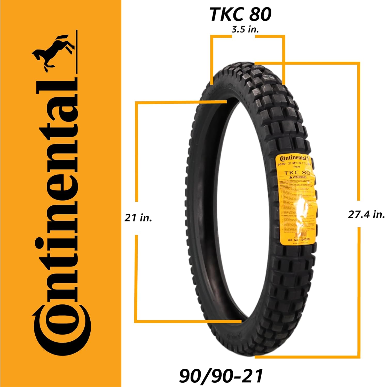 Continental TKC 80 Twinduro M+S Motorcycle Tire - Durable Off-Road & On-Road Motorcycle Tire for Adventure Touring (90/90-21)
