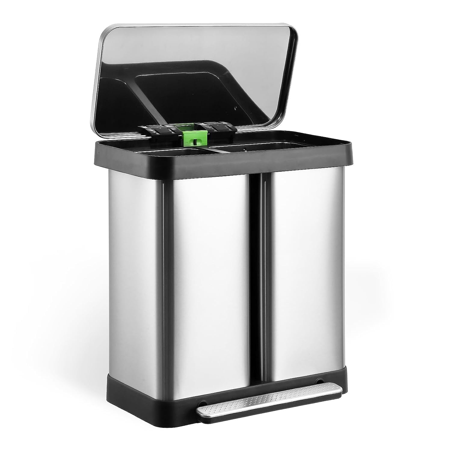 2 x 9.5 Gal Trash Can, Dual Garbage Can & Recycle Bin, 2 Compartments, Soft Close Lid and Airtight, for Home, Office, Business