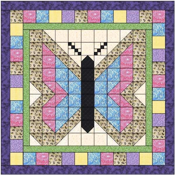 Material Maven Quilt Kit Butterfly Among The Flowers/Precut/Ready to Sew, 67x67