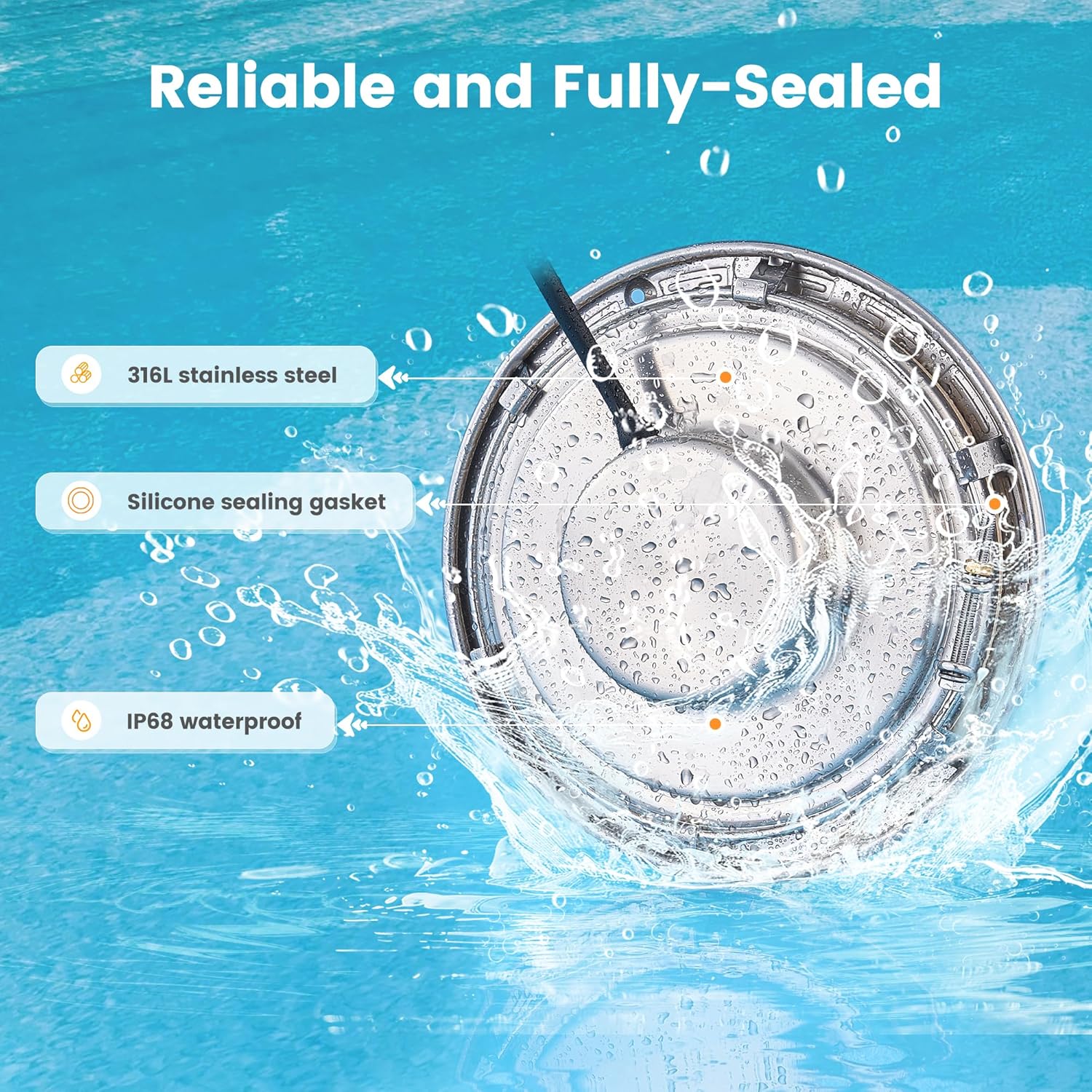 SURAIELEC Pool Lights for Inground Pool, 10 Inch 120V LED Underwater Light, 35W (300W Equivalent), 4000LM, Cool White 6000K, Fits 10