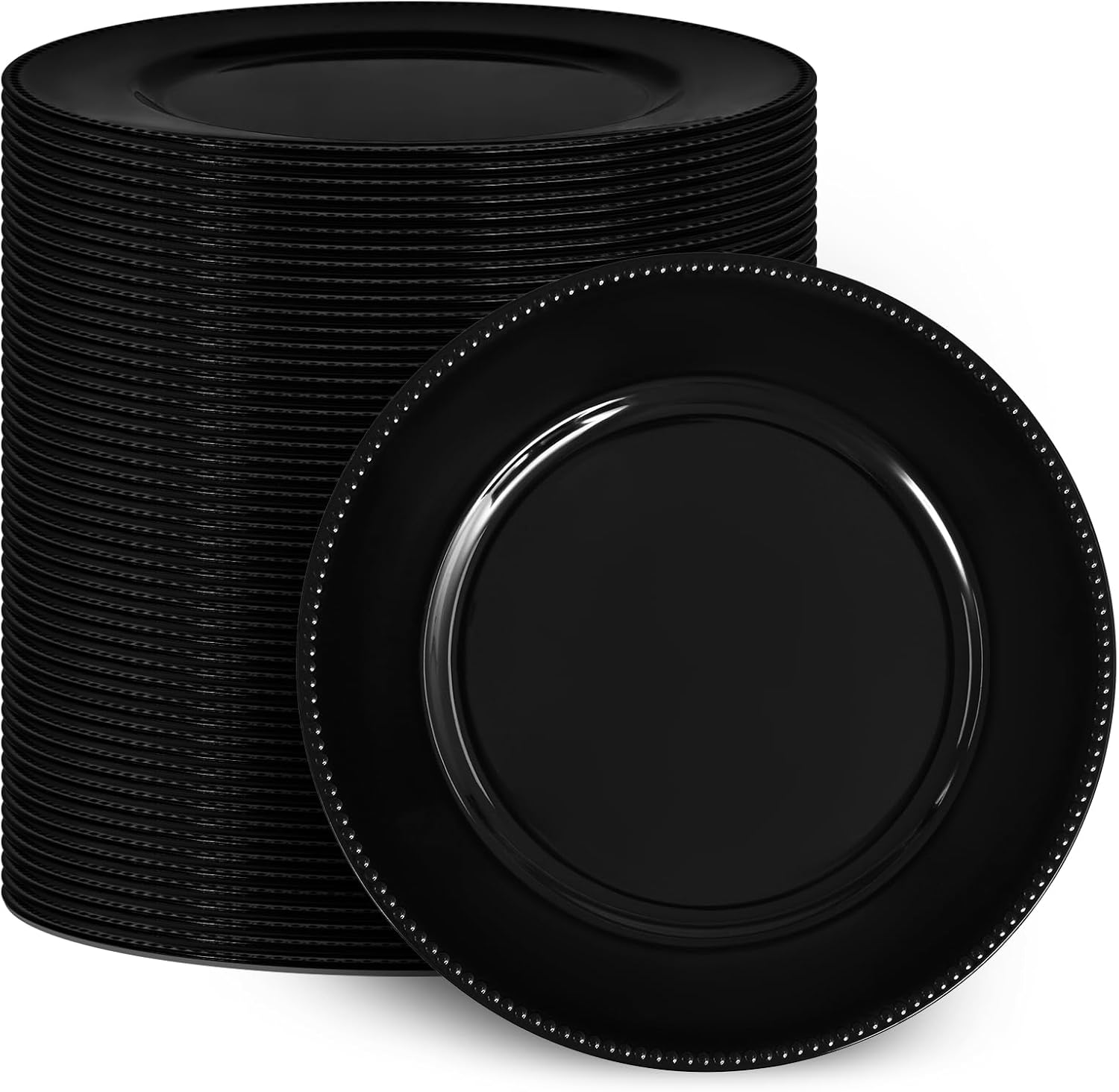50 Pcs Black Charger Plates Bulk,13