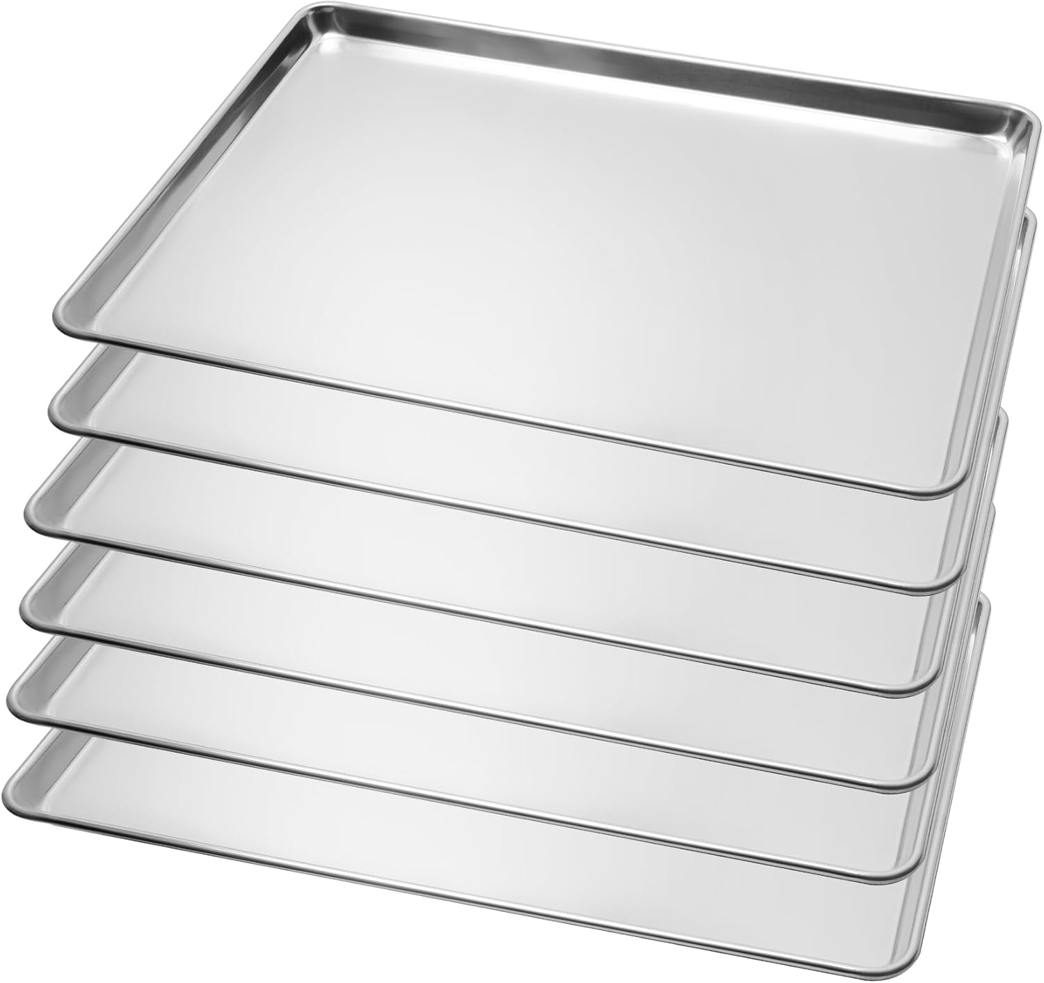 6 Pack Full Size Baking Sheet Pan Aluminum Commercial Pan for Oven Freezer Bakery Hotel Restaurant 18