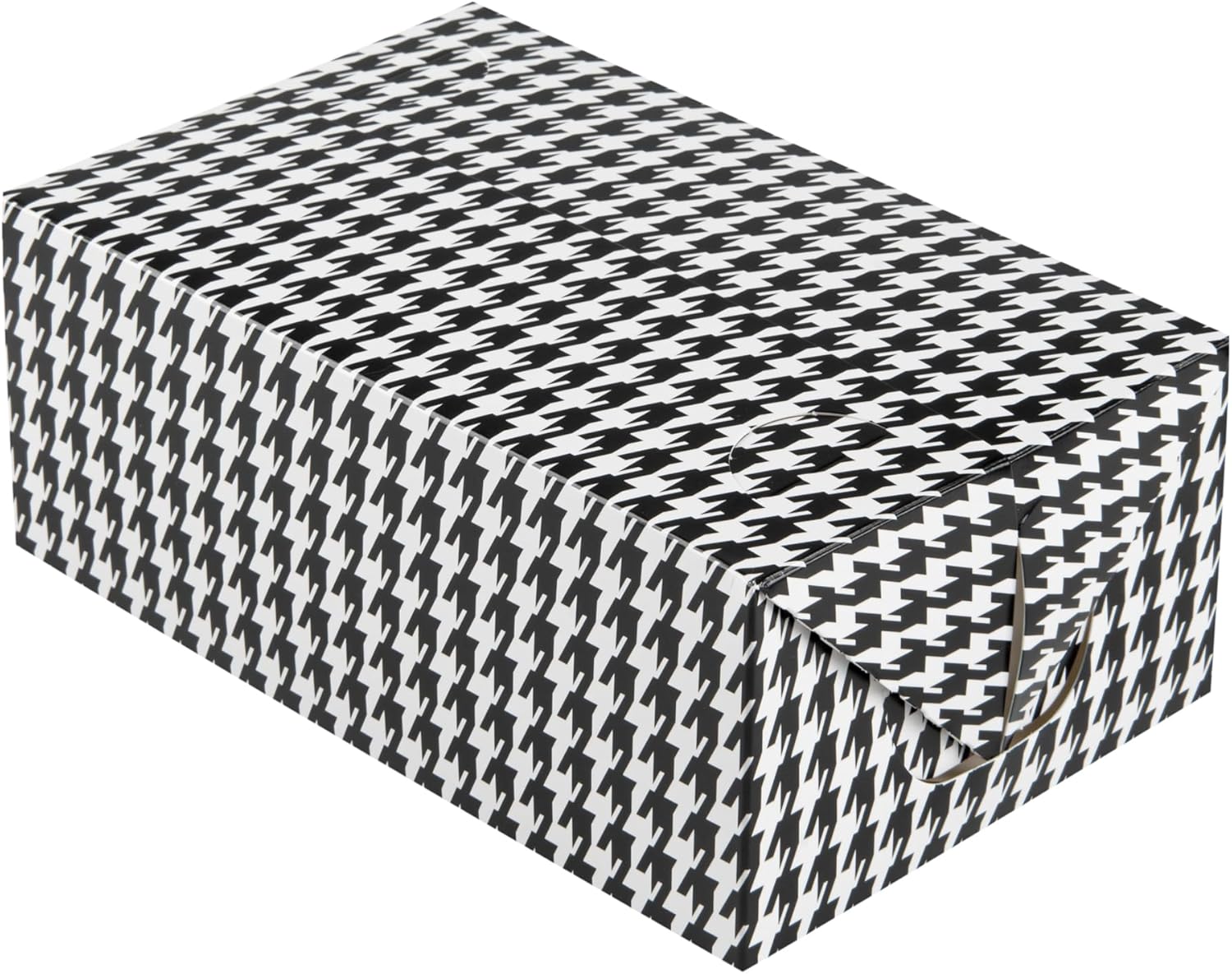 Restaurantware Bio Tek 80 Ounce To Go Boxes 100 Rectangle Take Out Food Containers - Fast Top Closure Disposable Black Houndstooth Paper Carry Out Containers For Burgers Or Fried Chicken