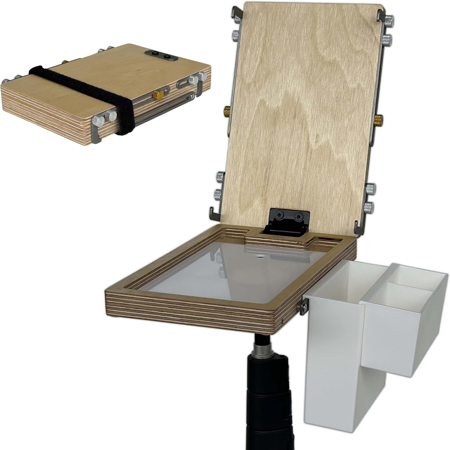 Portable Easel for Plein Air Painting Pochade Box with Smooth Surface, Adjust Wooden Tabletop Easel for Artist Student