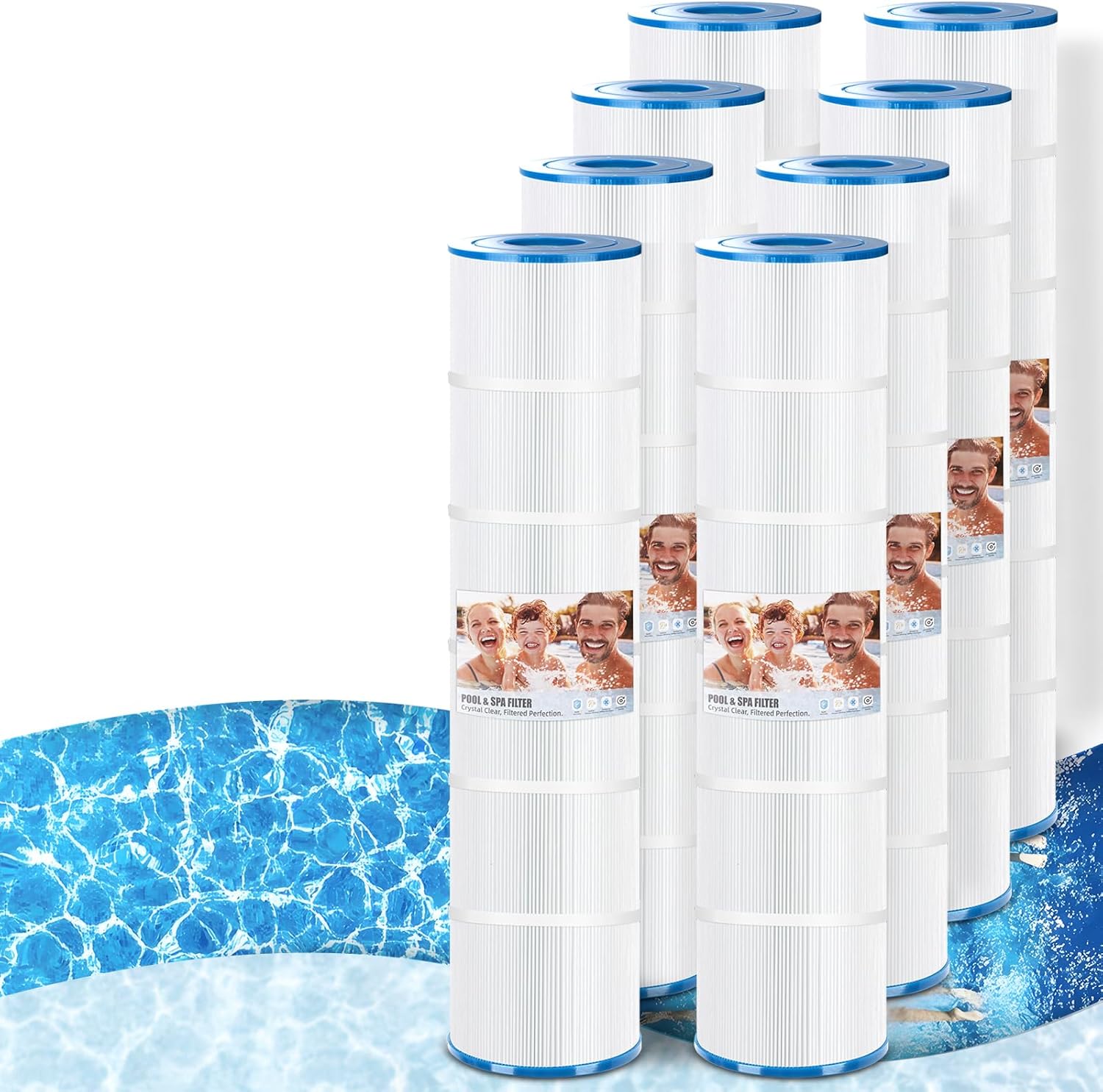 8 Pack CCP420 Pool Filter Cartridges Replace Unicel C-7471, FC-1977, Pentair 178584, 160301, Pleatco PCC105 Clean & Clear Plus 420, Waterway 425- Certified with NSF 50 for Material Safety (105 Sq.ft)
