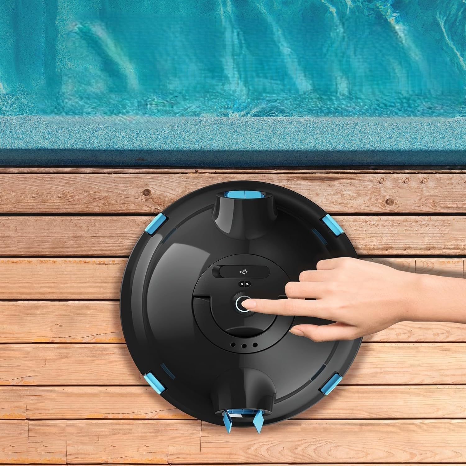 Cordless Robotic Pool Cleaner, Automatic Pool Vacuum, 90 Minutes Runtime, Self-Parking, for Above Ground, In-Ground Pools up to 1100 Sq.Ft