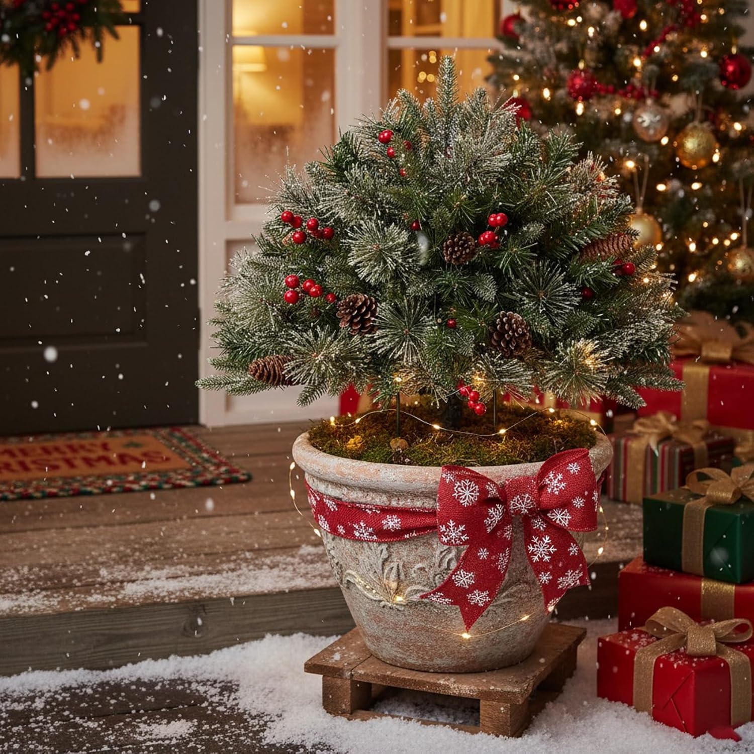 27-Inch Holiday Planter Filler - Christmas Pot Fillers, Faux Decorative Sticks, Urn Insert With Tripod Stake (2PCS)