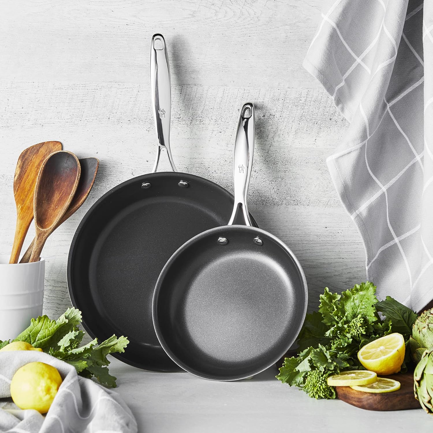 HENCKELS Clad Impulse 2-pc Nonstick Frying Pan Set, 3-Ply Clad Stainless Steel, Mirror Finish, Dishwasher Safe, Oven Safe, Induction Stove Compatible, Teflon