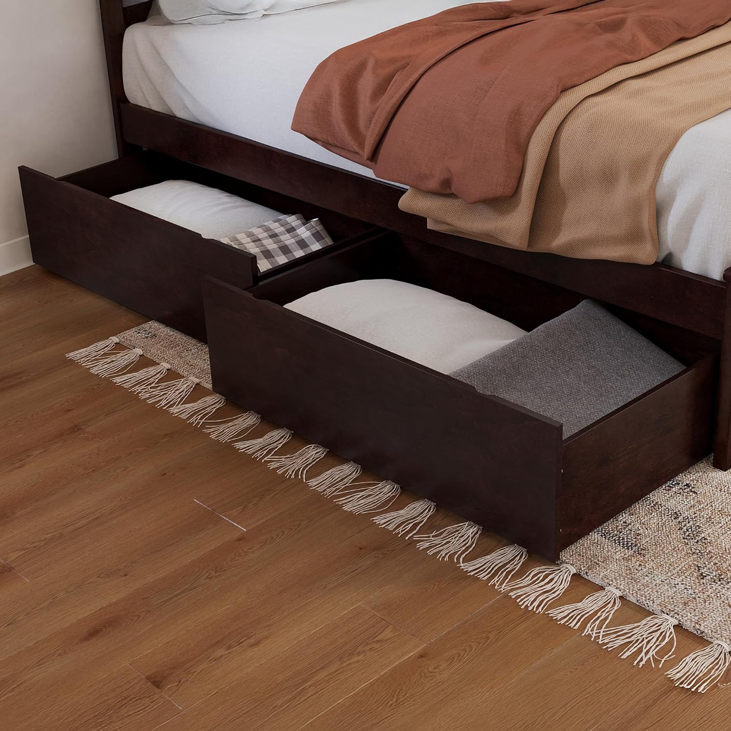 AFI Queen/King/Twin XL Under Bed Storage Drawers (Set of 2), Walnut