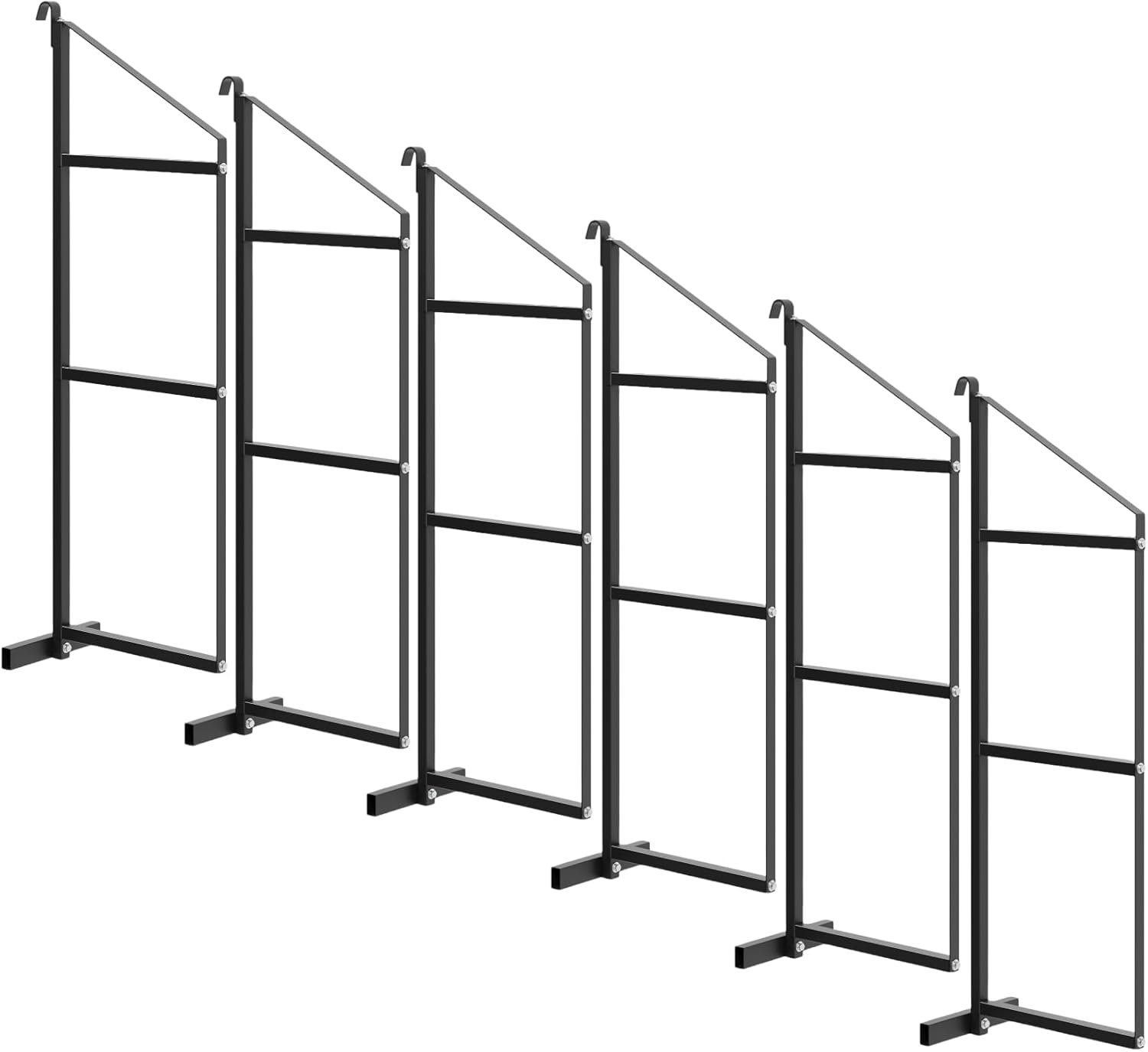 GAOMON 4 Pack Shipping Container Shelving Bracket, 3-Tier Black Power Coated Steel Brackets, 22