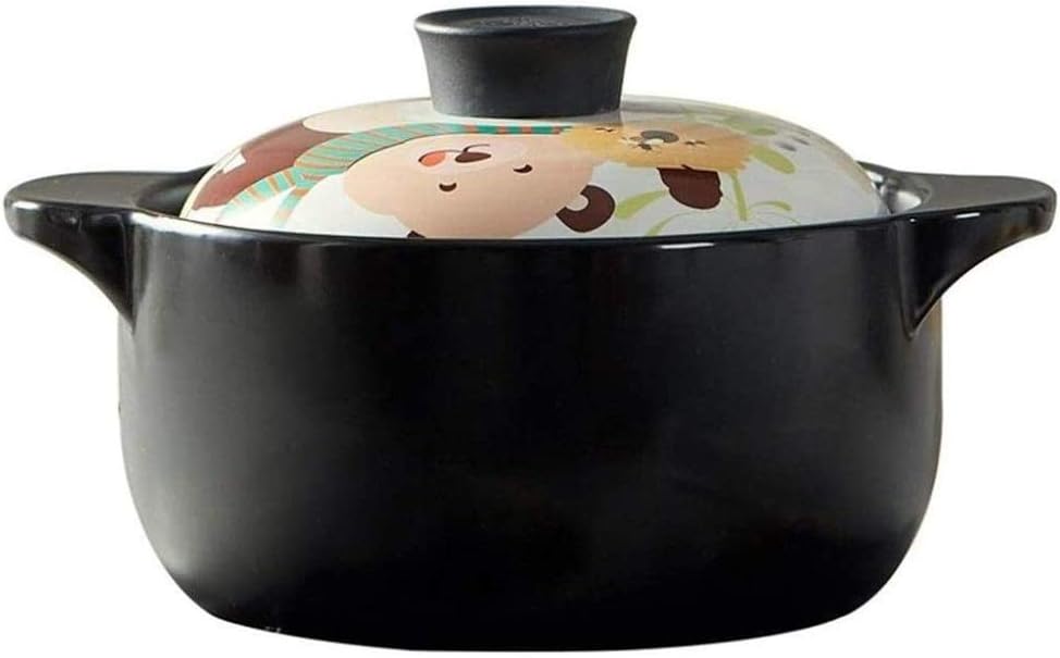Ceramic Casserole Heat-resistant Soup Pot Nutrition Framed Binaural(E)