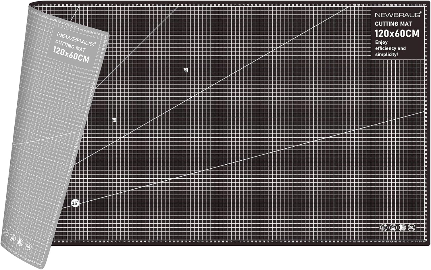 NEWBRAUG 36'' × 48'' Large Self Healing Cutting Double Sided 5-Ply Mat, Big Cutting Board for Rotary Cutting, Quilting, Sewing, Craft, Fabric & Scrapbooking(Green/Black)