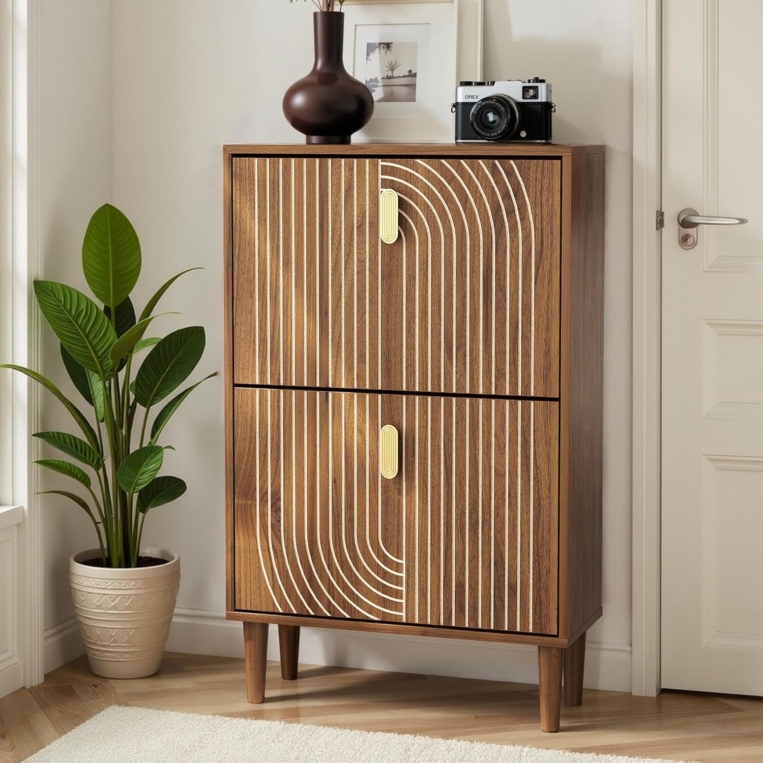 Semiocthome Shoe Storage Cabinet with 2 Flip Drawers, 23.6