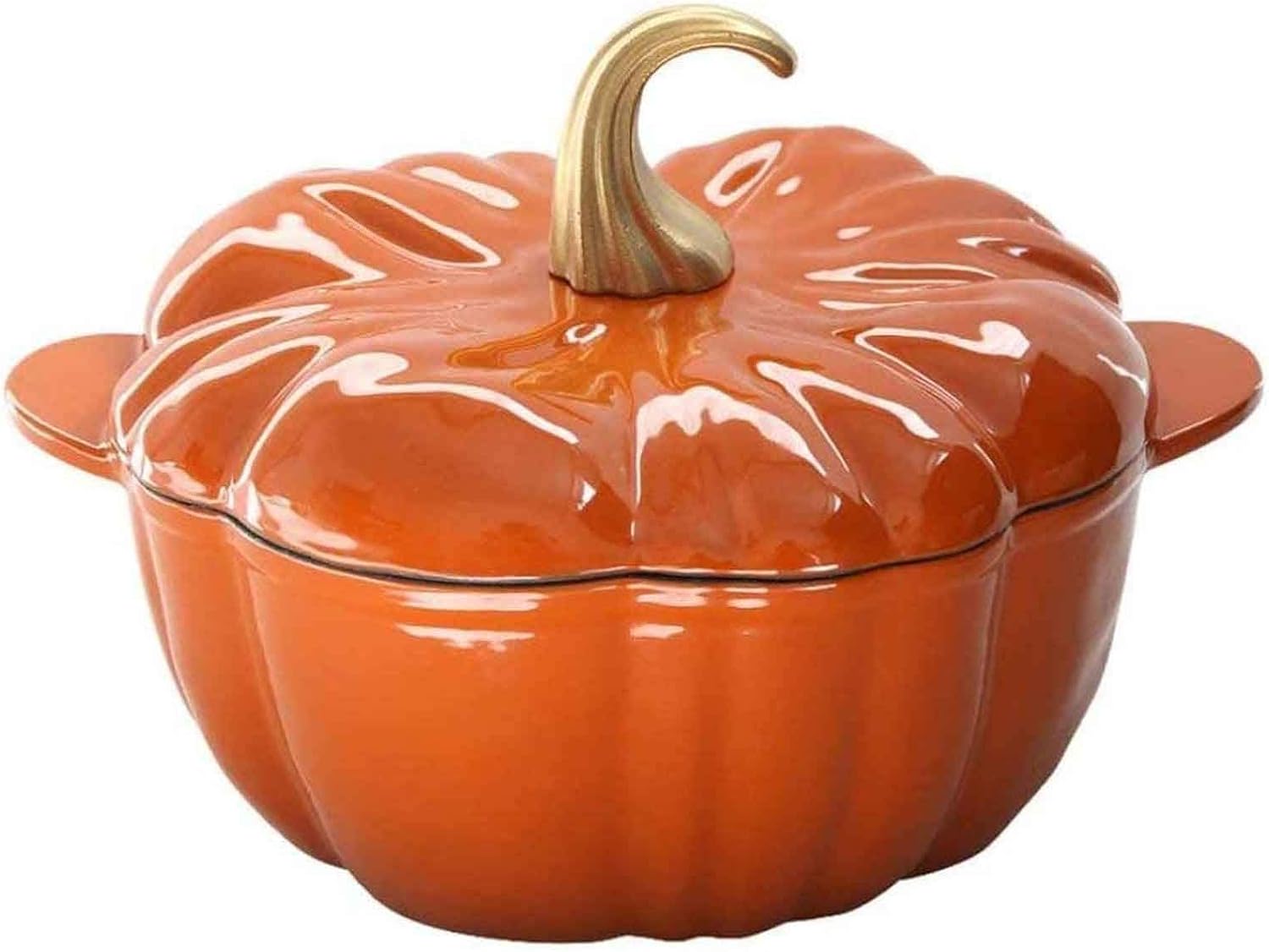 Casserole Cookware Casserole Dish with Lid Cooking Pot Clay Pot for Cooking Non-Stick Pumpkin Shaped Cast Iron Pot Stew Pot 24cm Household Iron Soup Pot Enamel Soup Cooker