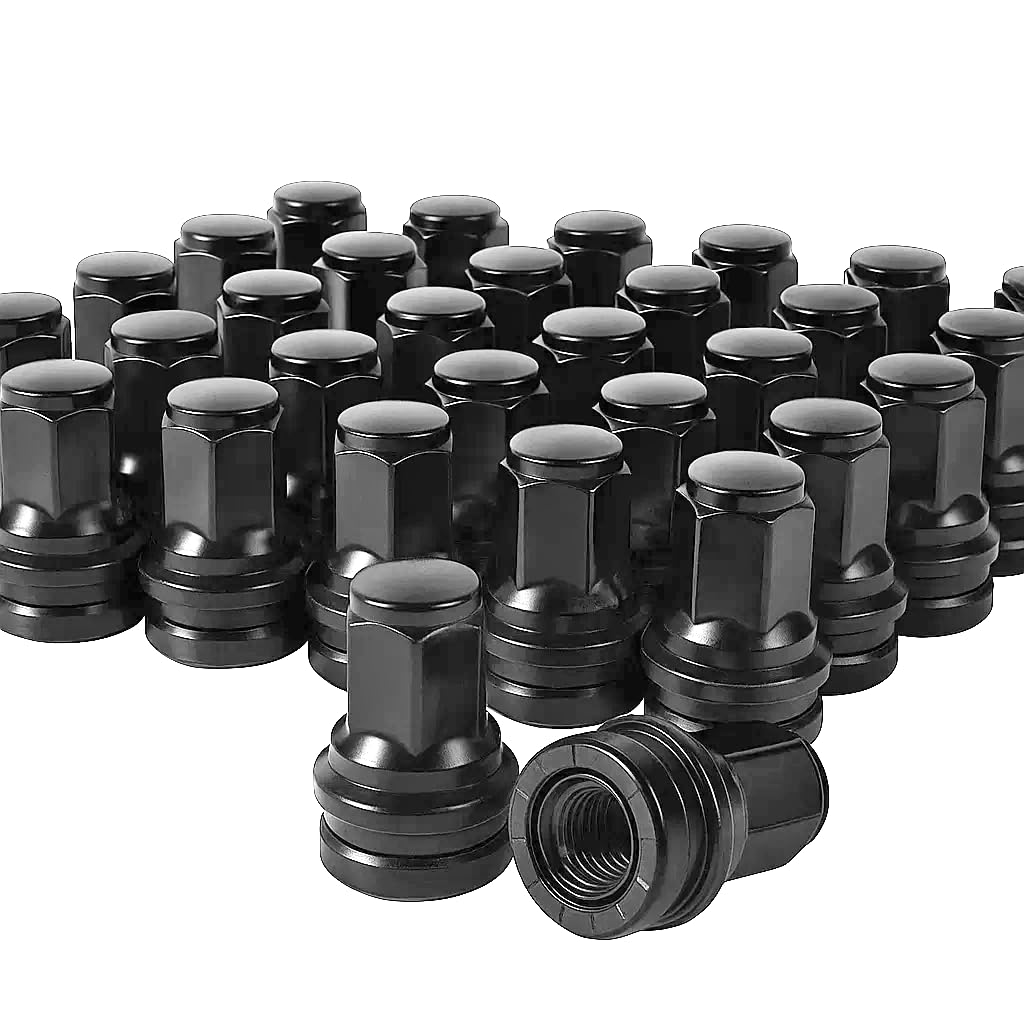 32 OEM Black Closed End Flat Washer Type Lug Nuts 14x1.5 Replacement for Ford Super Duty 2003-2020