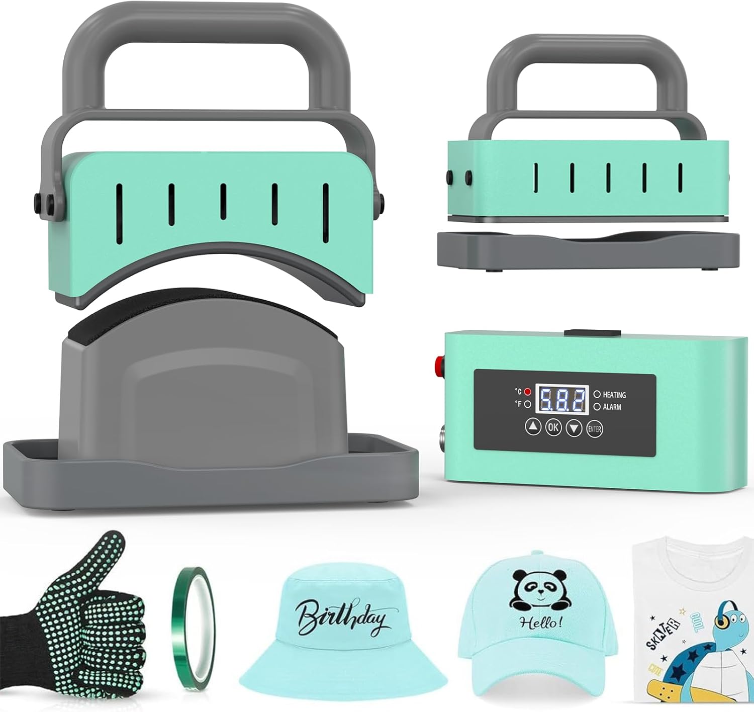 2 in 1 Hat Press Machine, Heat Press Machine for Caps, T-Shirts, Bags. with 3.15