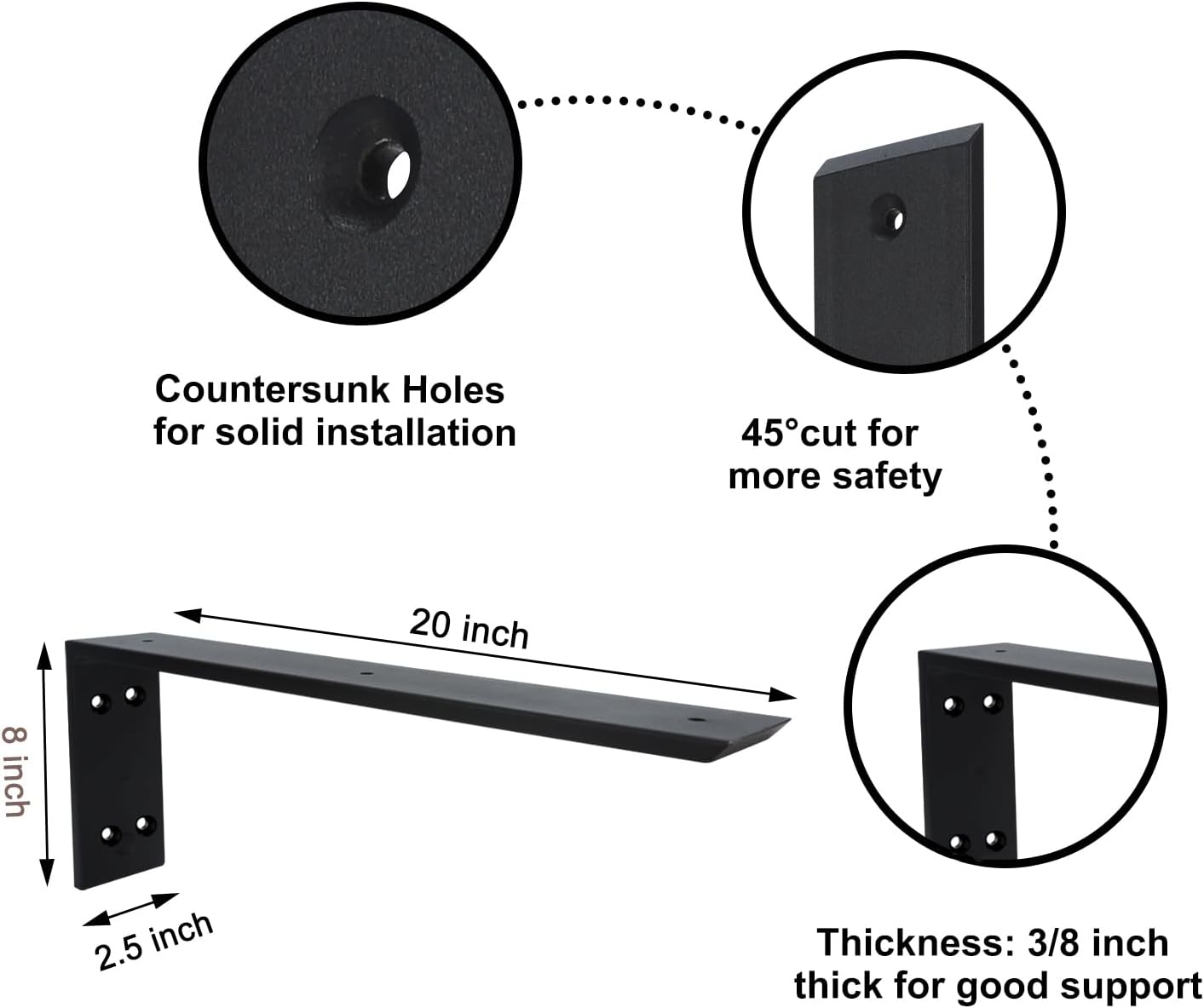 Countertop Support Bracket 6 Pack 20 inch Heavy Duty 3/8