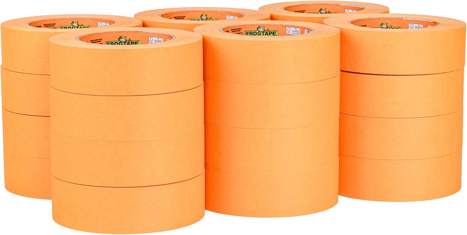 FrogTape ProGrade Orange Painters Tape, 1.5 Inch Wide (1.41 in. x 60 Yds), High Adhesion, Paint Tape for Indoor & Outdoor Applications, Orange, 24 Rolls (288434)