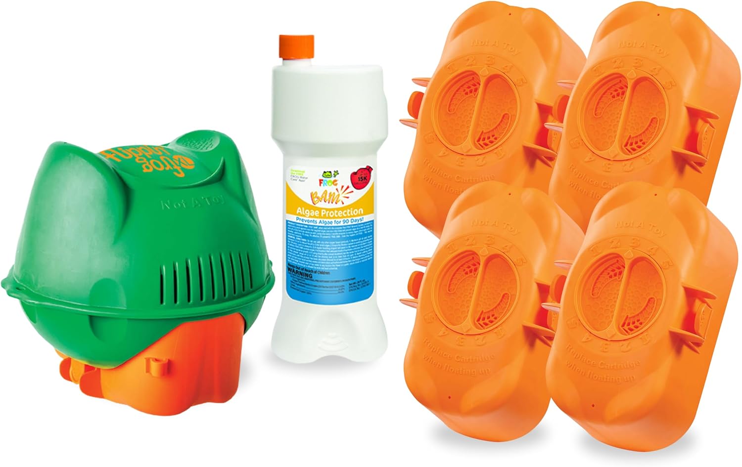 Flippin’ FROG XL Floating Sanitizer System for Pools 5,000 to 10,000 Gallons - Prefilled Floater with Sanitizing Minerals and Chlorine for Easy Pool Treatment & Maintenance - 4 Month Bundle+